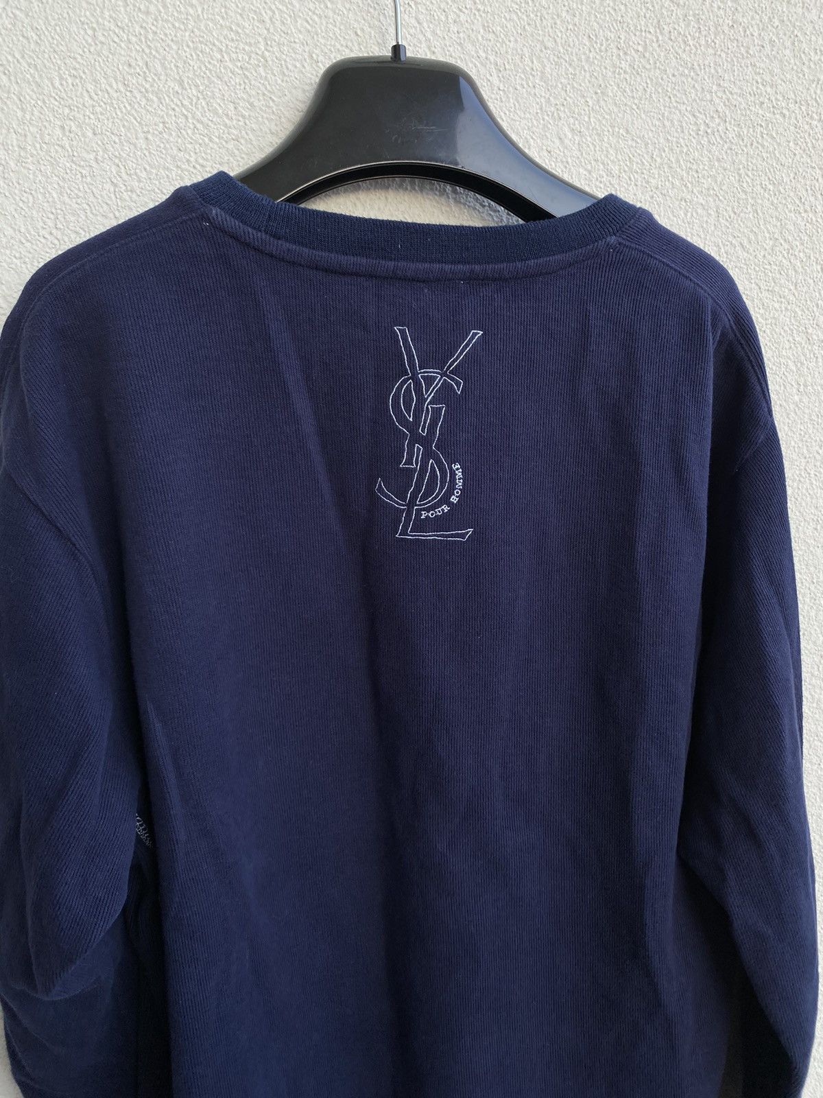 image of Vintage x YVES Saint Laurent Navy YSL Sweatshirt Logos YSL Sweater in Navy Blue, Men's (Size Medium