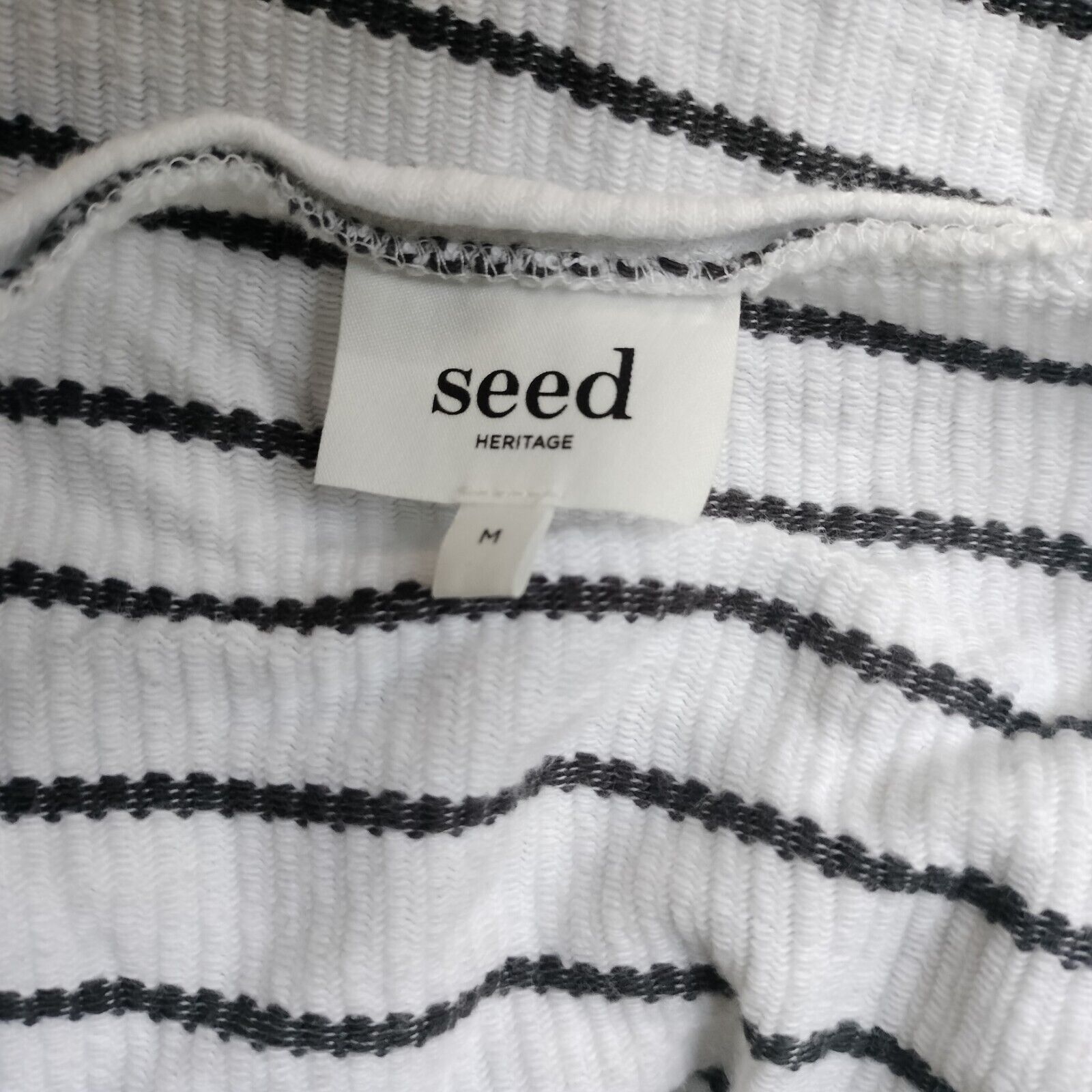 Designer Seed Heritage Jumper Sweater White Grey Knit Bell Sleeve Size M / US 6-8 / IT 42-44 - 5 Thumbnail