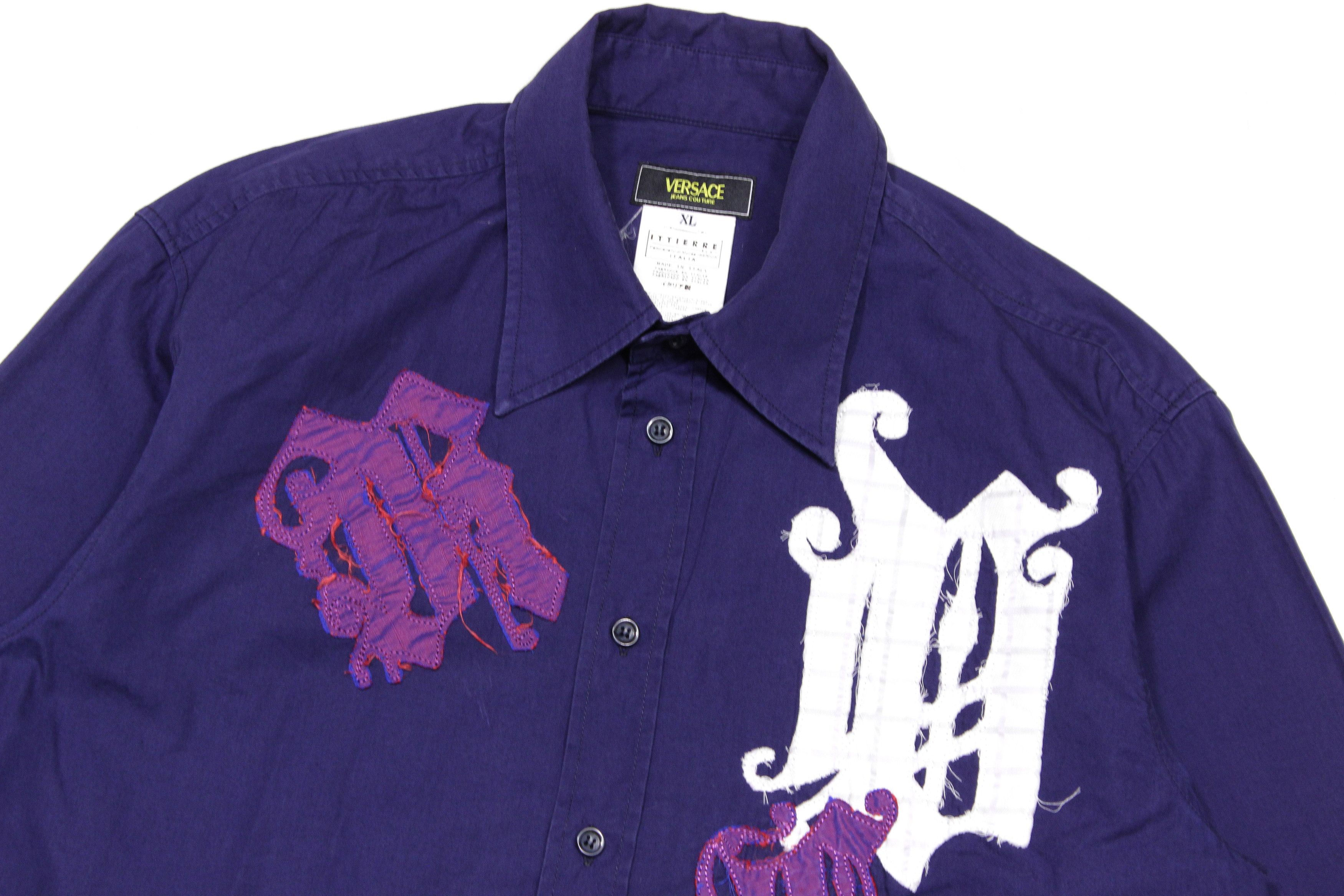 Versace 90S Patched Letters Shirt Vintage Size US XL / EU 56 / 4 - 3 Thumbnail