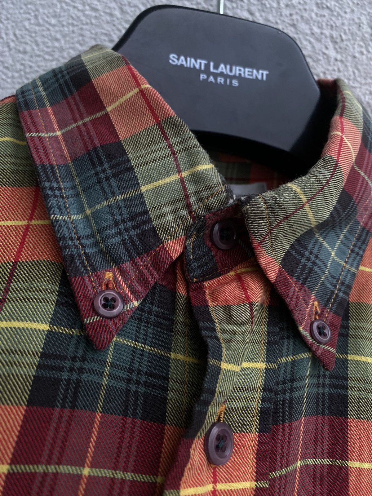 Yves Saint Laurent Plaid YSL Shirt Cotton Logo Soft Size US M / EU 48-50 / 2 - 5 Thumbnail