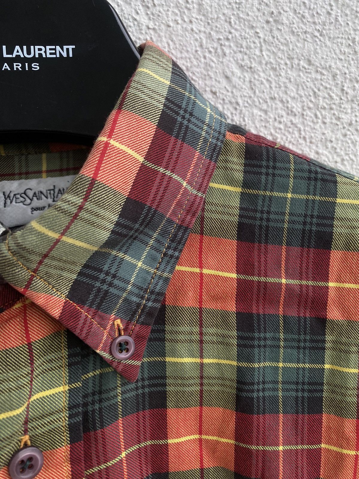 Yves Saint Laurent Plaid YSL Shirt Cotton Logo Soft Size US M / EU 48-50 / 2 - 7 Thumbnail