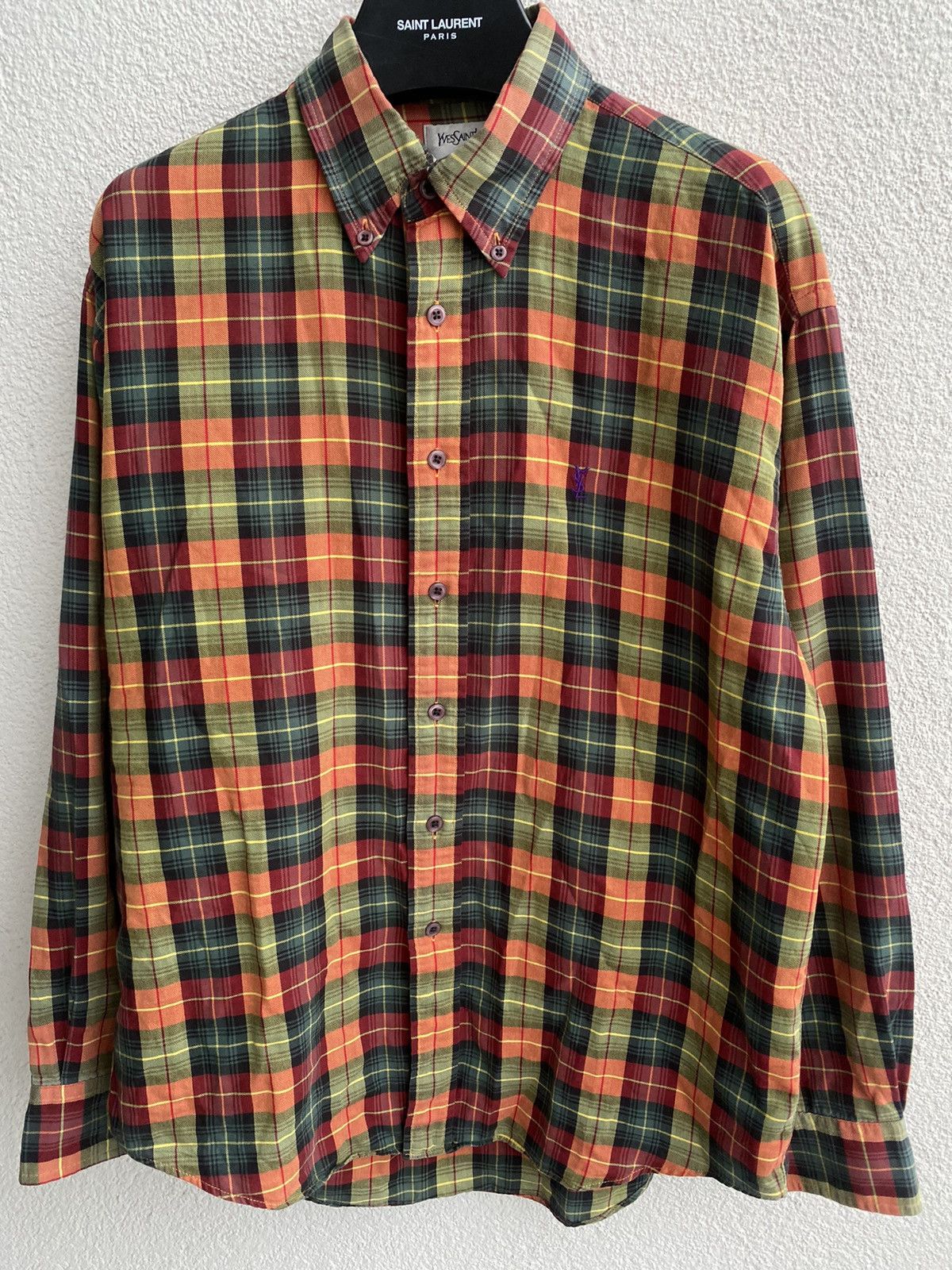 Yves Saint Laurent Plaid YSL Shirt Cotton Logo Soft Size US M / EU 48-50 / 2 - 3 Thumbnail