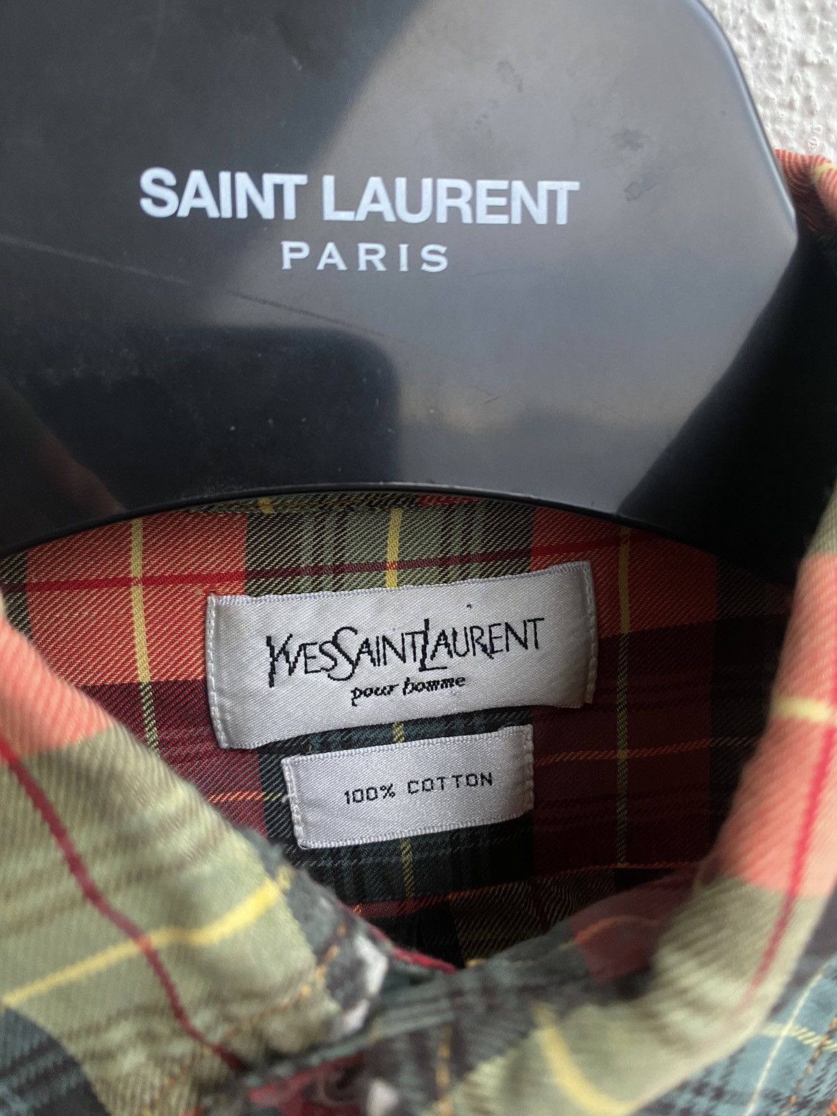 Yves Saint Laurent Plaid YSL Shirt Cotton Logo Soft Size US M / EU 48-50 / 2 - 4 Thumbnail