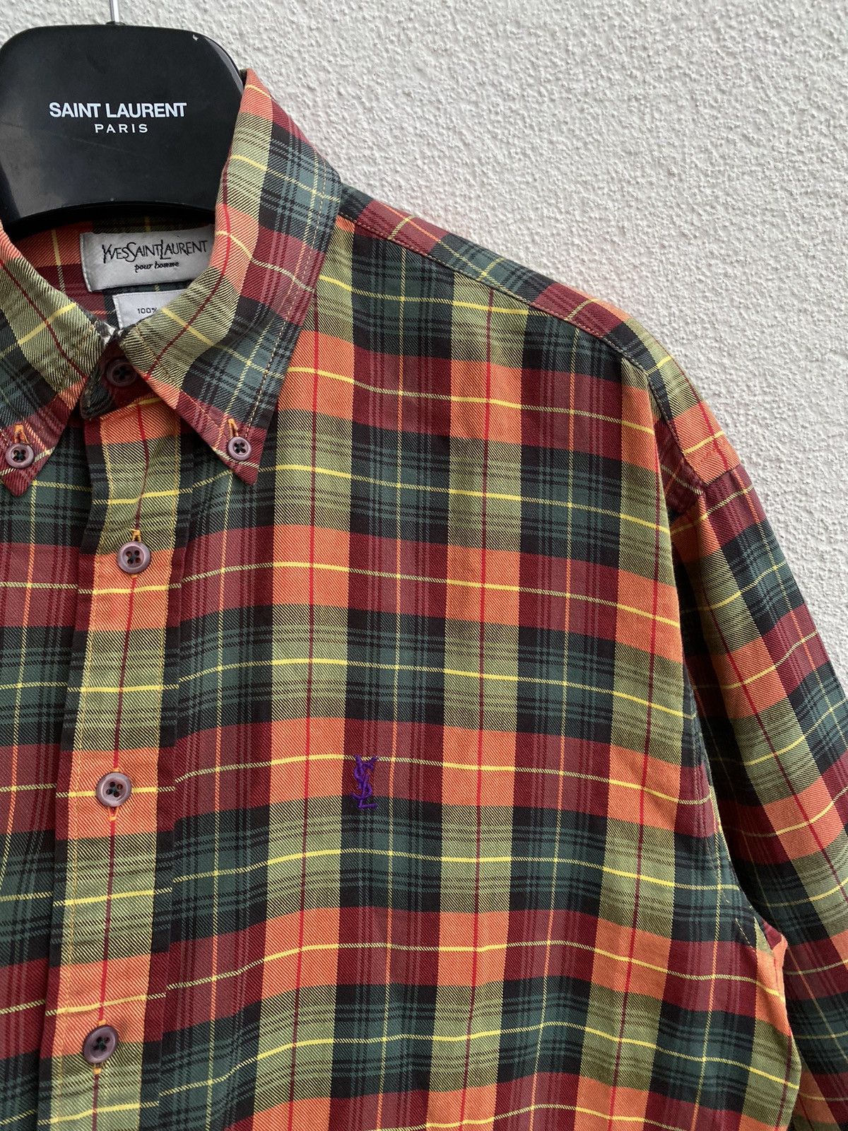 Plaid YSL Shirt Cotton Logo Soft
