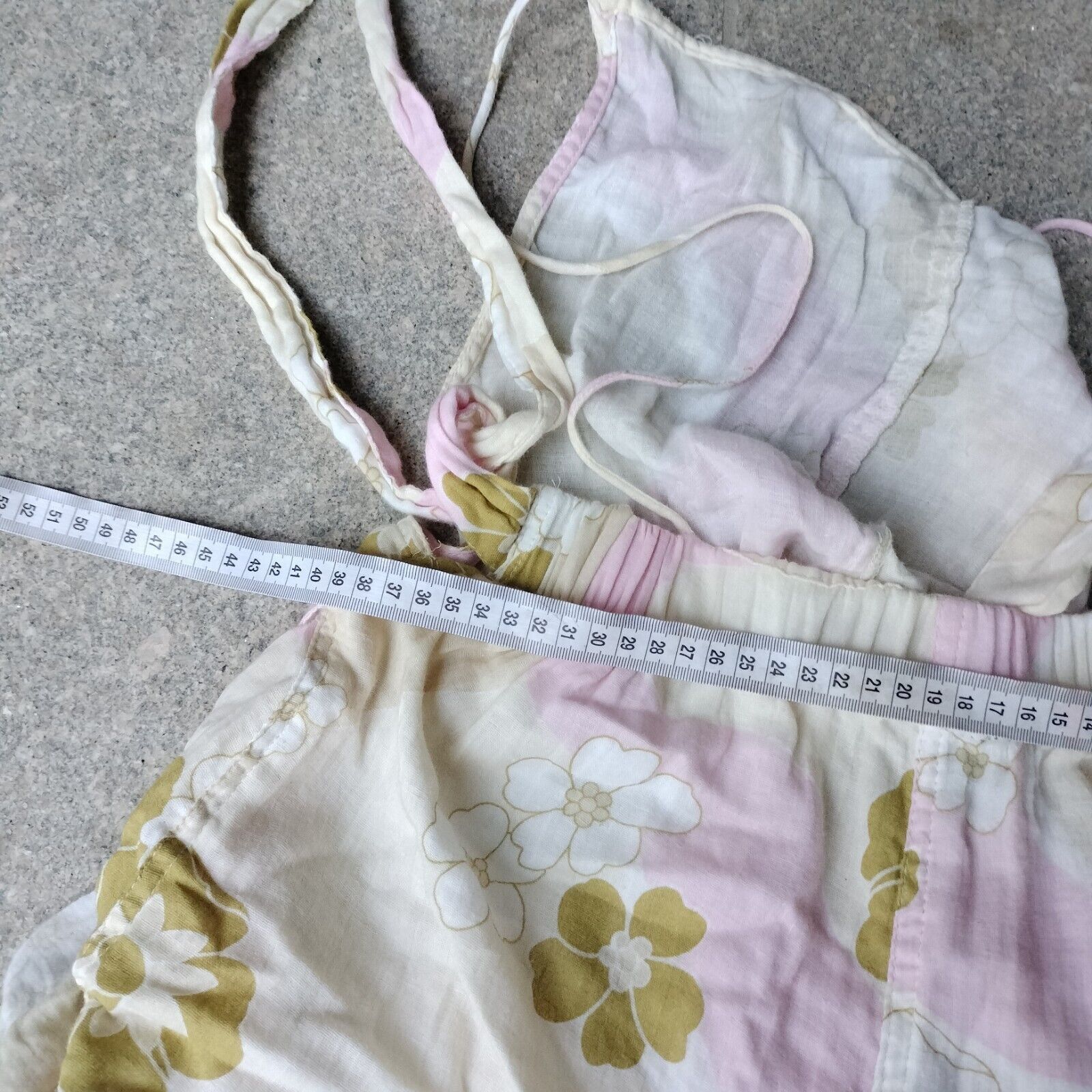 Asos × Designer ASOS Playsuit Romper Yellow Pink Floral Cotton Backless Size 28" / US 6 / IT 42 - 8 Thumbnail