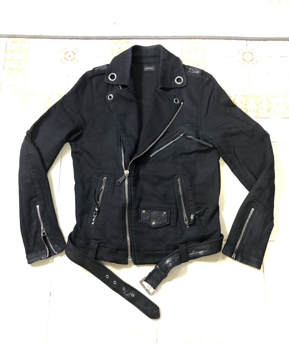 Diesel × Seditionaries DIESEL PUNK RIDERS LEATHER PIPING BIKERS JACKET Size US S / EU 44-46 / 1 - 4 Thumbnail
