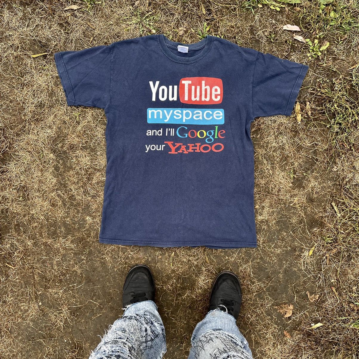 Vintage Vintage Y2K Social Media Logo Graphic Tee Navy Blue Faded M Size US M / EU 48-50 / 2 - 1 Thumbnail