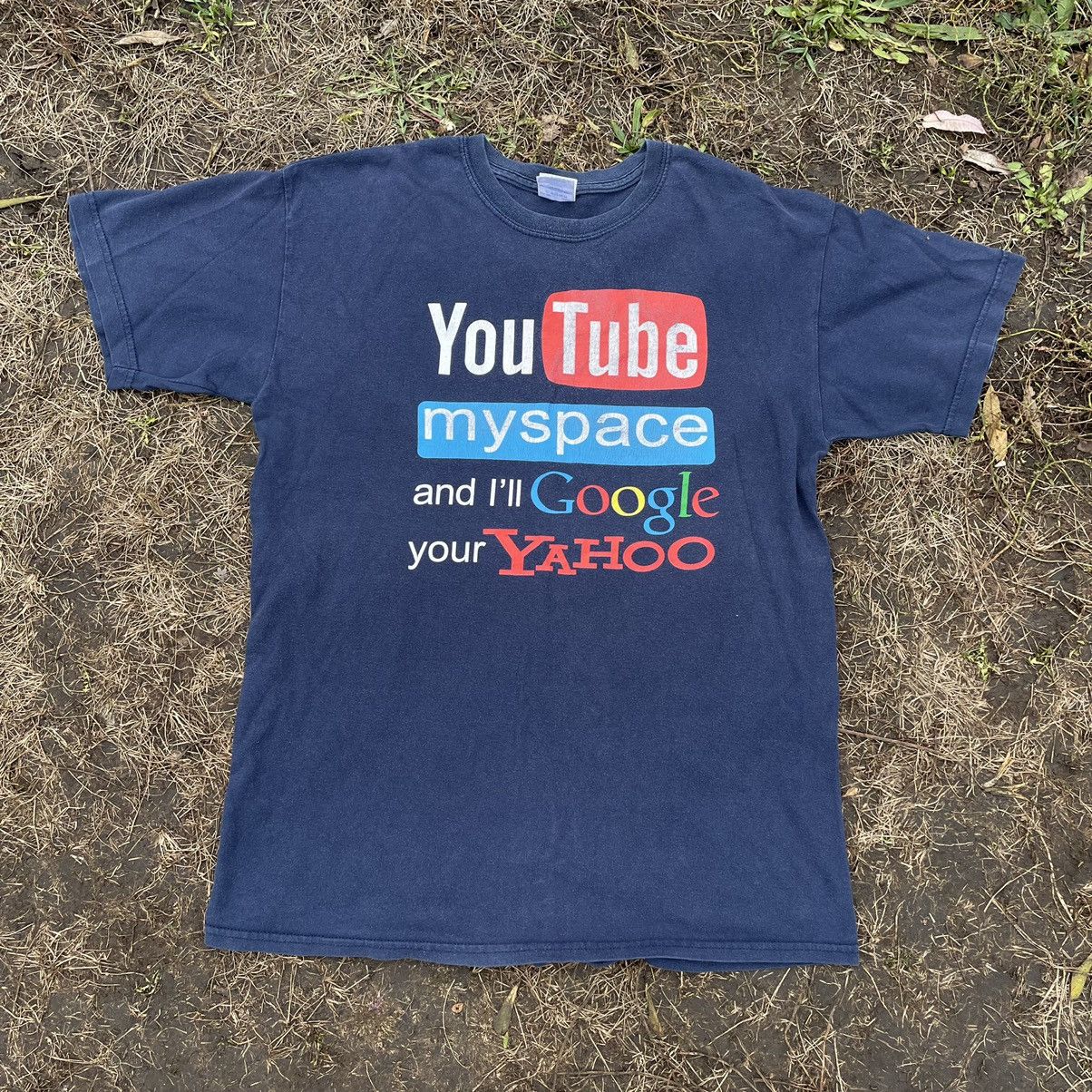 Vintage Vintage Y2K Social Media Logo Graphic Tee Navy Blue Faded M Size US M / EU 48-50 / 2 - 2 Thumbnail