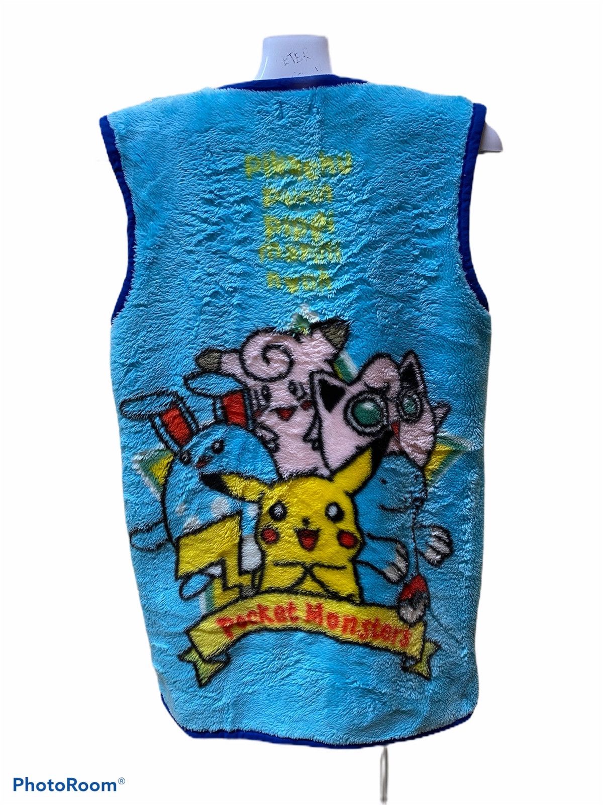 image of Anima x Cartoon Network Pokemon Fleece Vest Style in Blue, Men's (Size Medium)