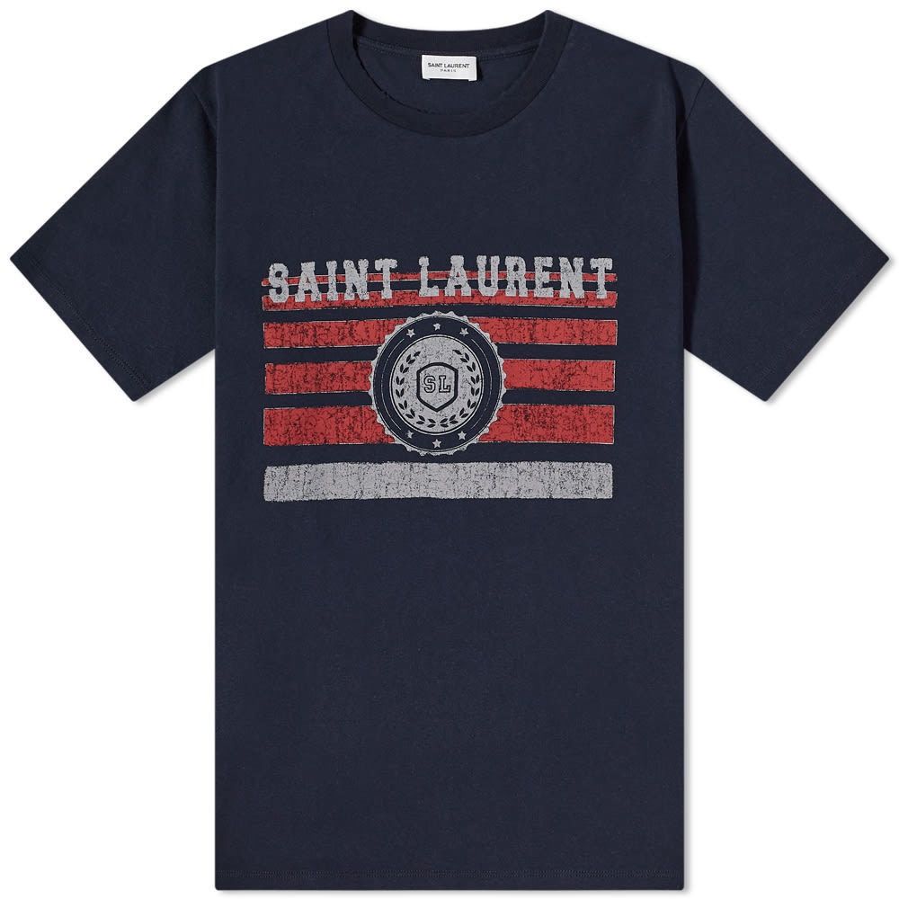 Saint Laurent Paris Flag Crest Logo T-Shirt