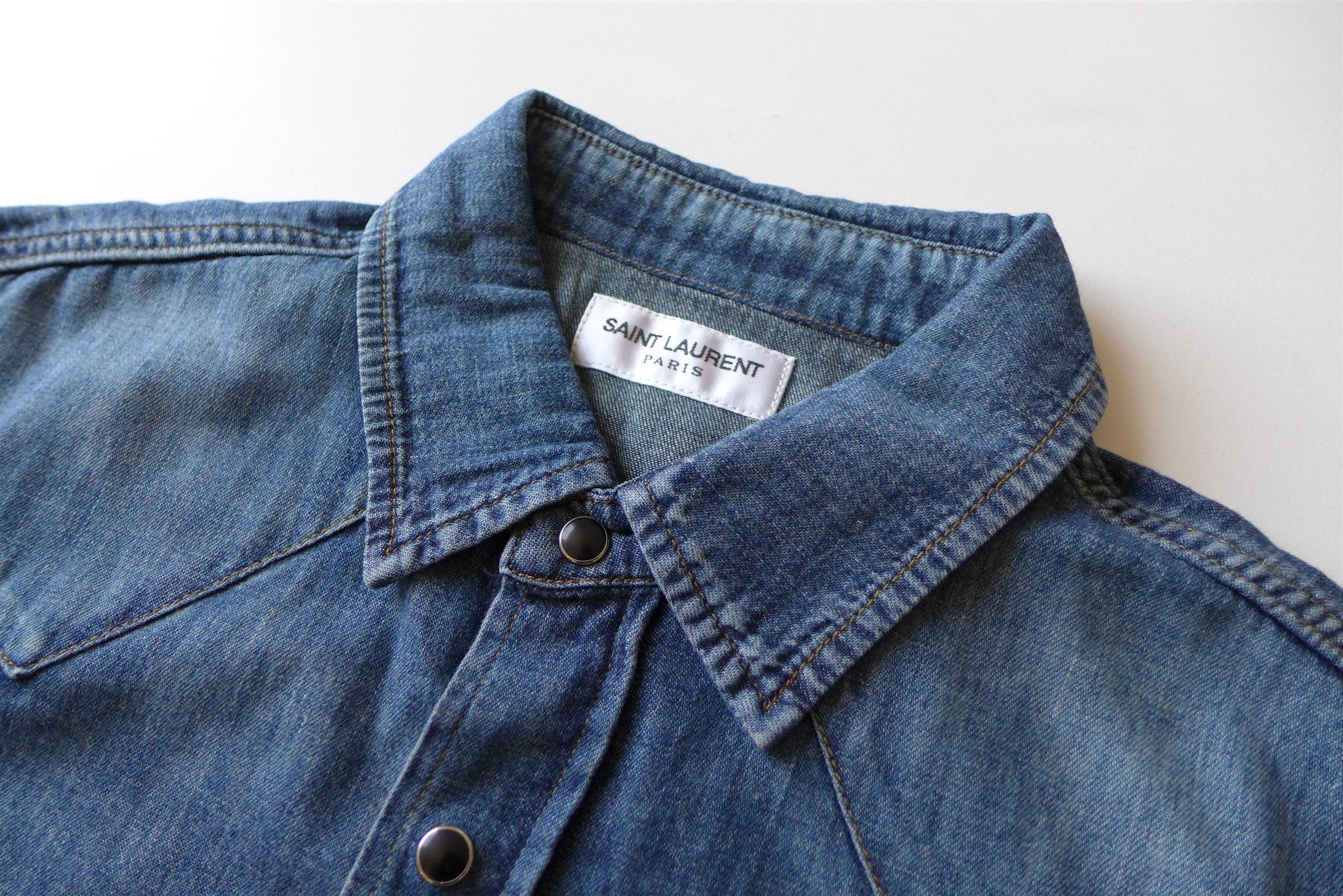 Saint Laurent Paris Saint Laurent Western Shirt - Blue Denim Size US S / EU 44-46 / 1 - 7 Thumbnail