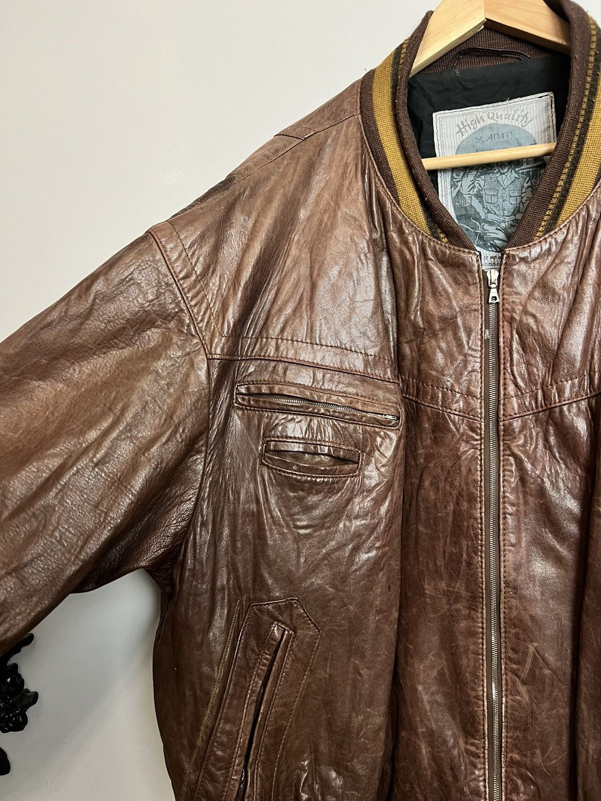 Leather Vintage Genuine Real Leather Bomber Jacket Riri High Quality Size US XL / EU 56 / 4 - 4 Thumbnail