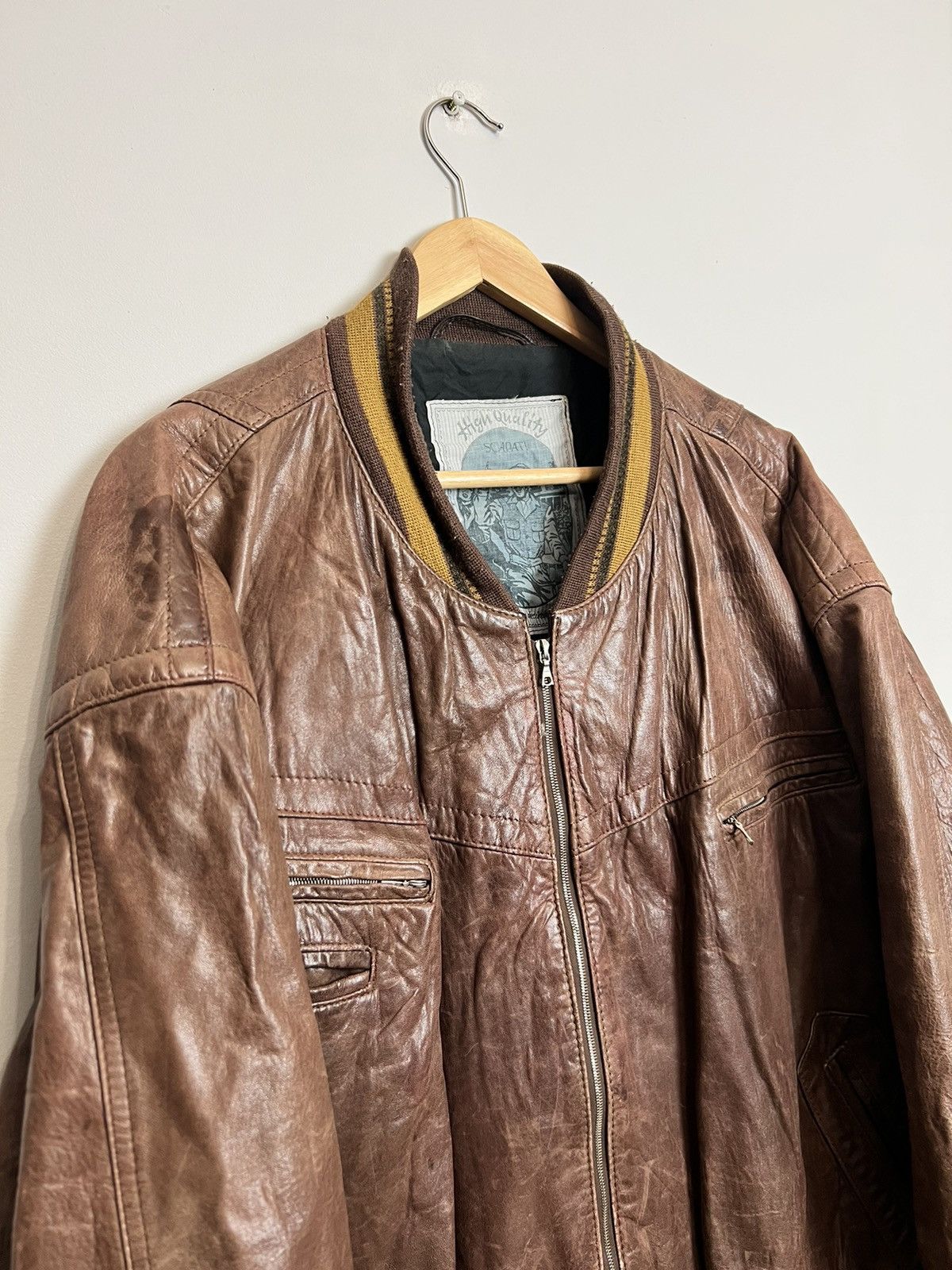 Leather Vintage Genuine Real Leather Bomber Jacket Riri High Quality Size US XL / EU 56 / 4 - 3 Thumbnail