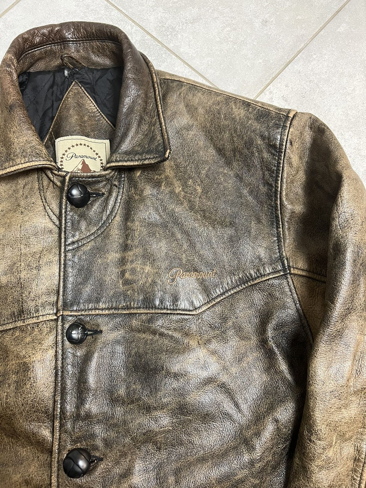 Leather Vintage 90s Paramount Real Leather Jacket High Quality Rock Size US L / EU 52-54 / 3 - 3 Thumbnail