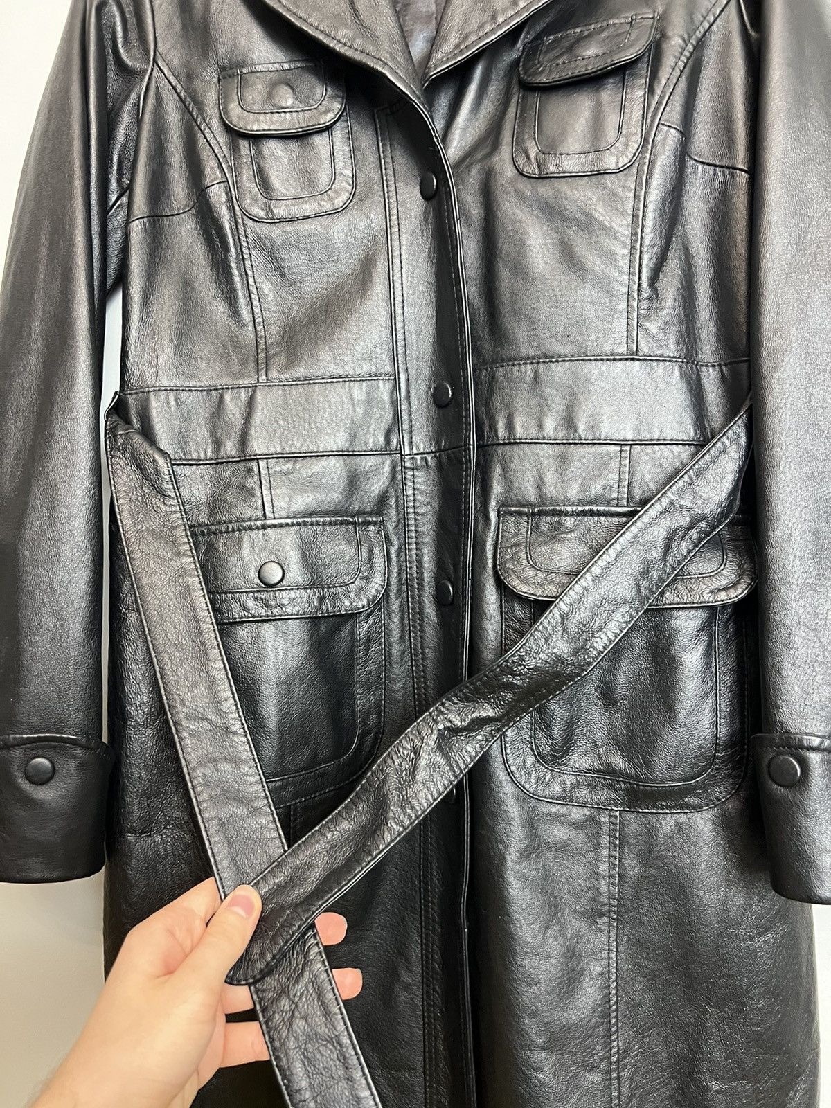 Vintage Rare Vintage Genuine Leather Long Coat Jacket Avant Garde Size M / US 6-8 / IT 42-44 - 4 Thumbnail