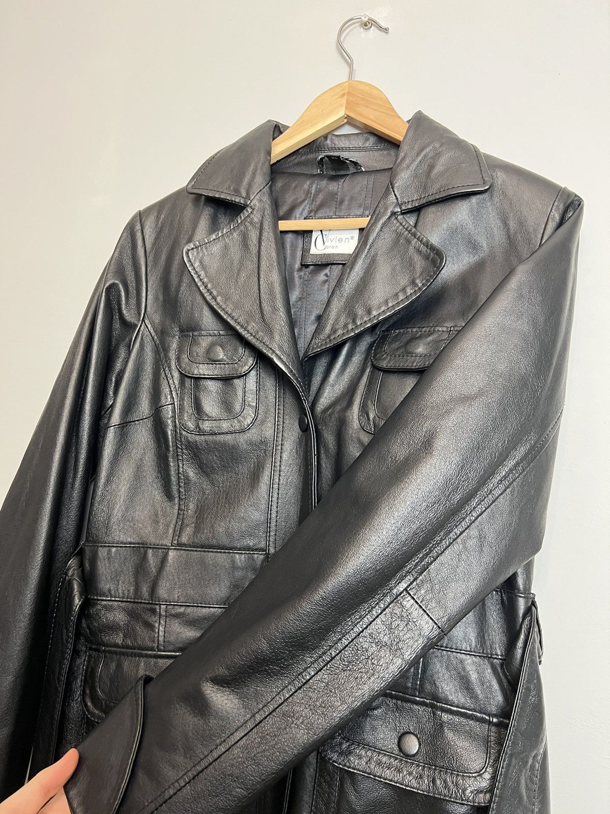 Vintage Rare Vintage Genuine Leather Long Coat Jacket Avant Garde Size M / US 6-8 / IT 42-44 - 3 Thumbnail