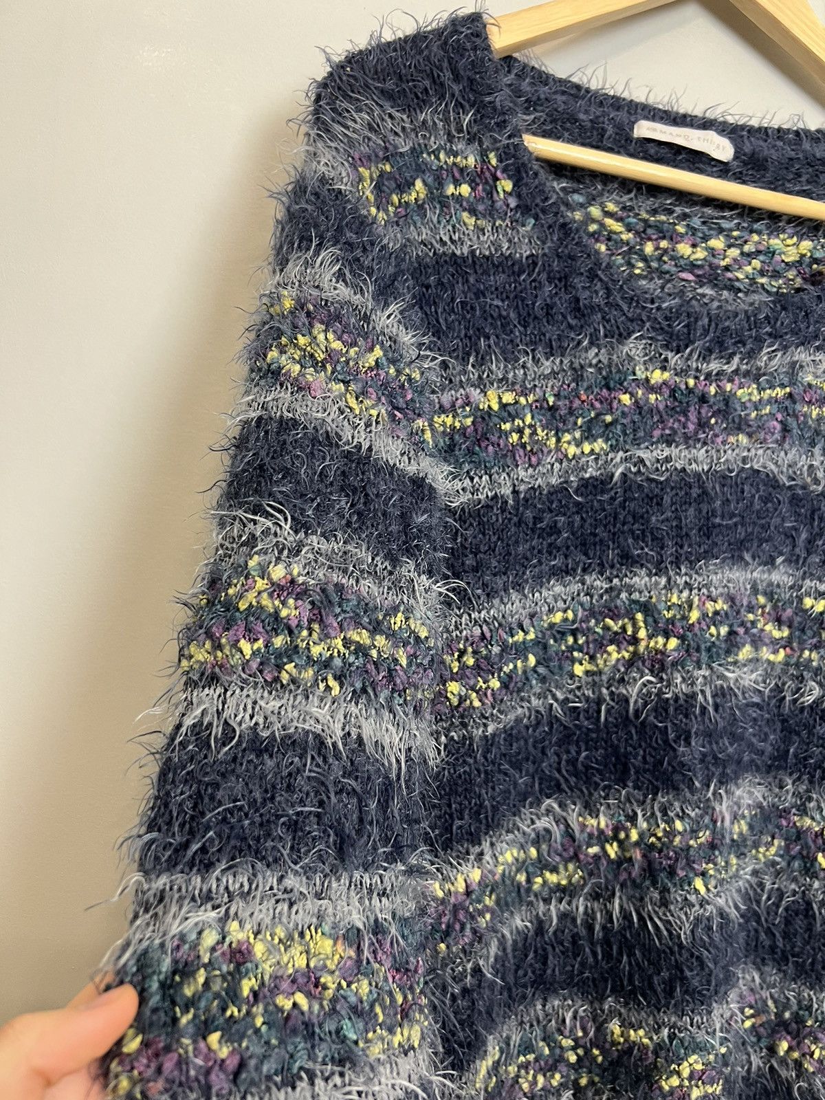 Japanese Brand Rare Vintage Armand Thiery Fuzzy Striped Knit Kurt Cobain Y2 Size US M / EU 48-50 / 2 - 3 Thumbnail