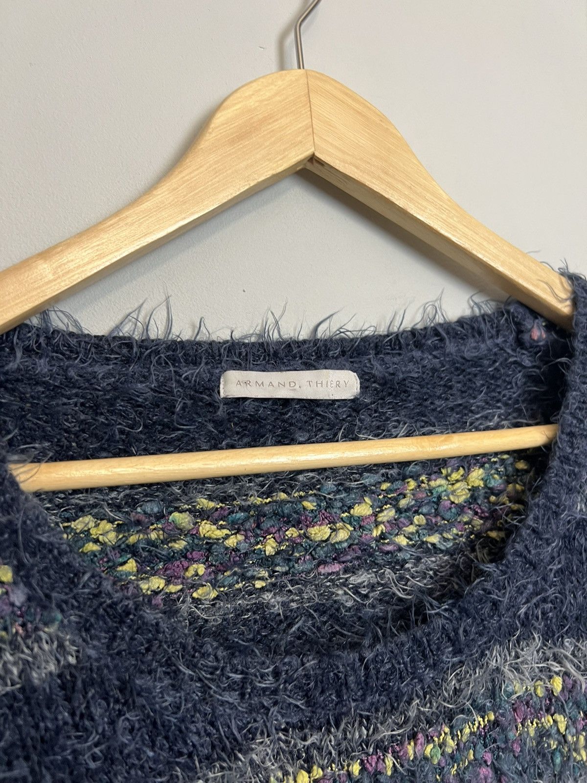 Japanese Brand Rare Vintage Armand Thiery Fuzzy Striped Knit Kurt Cobain Y2 Size US M / EU 48-50 / 2 - 5 Thumbnail
