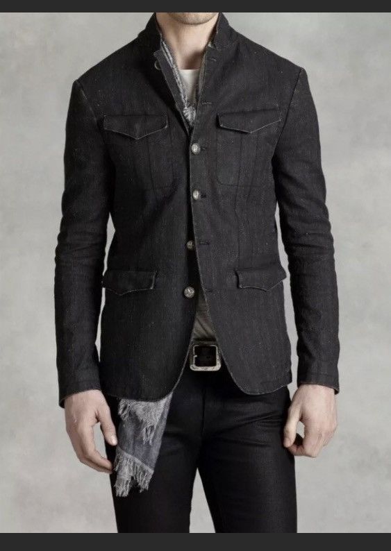 image of John Varvatos Botton Front Jacket. 48 in Black, Men's (Size Medium)