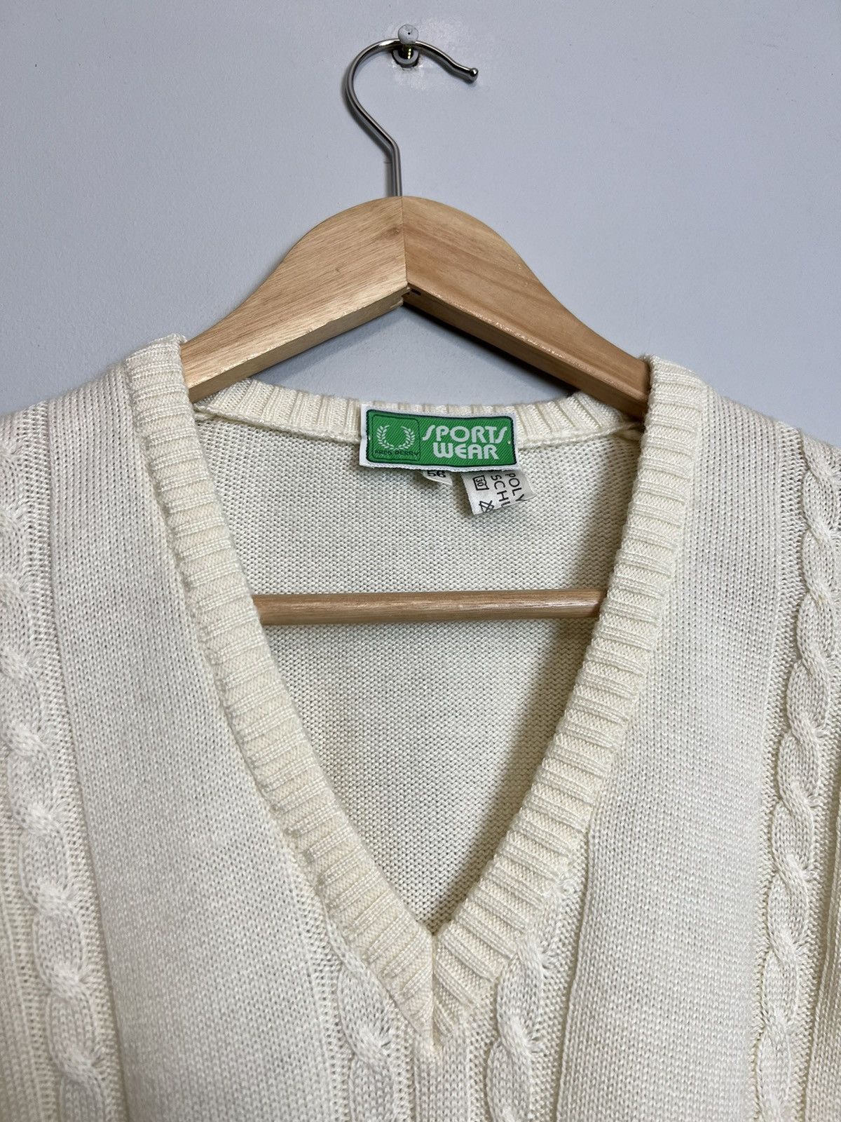 Fred Perry Fred Perry Cable Knit Vintage 90s Rare Vest Sweater Beige Size US XL / EU 56 / 4 - 5 Thumbnail