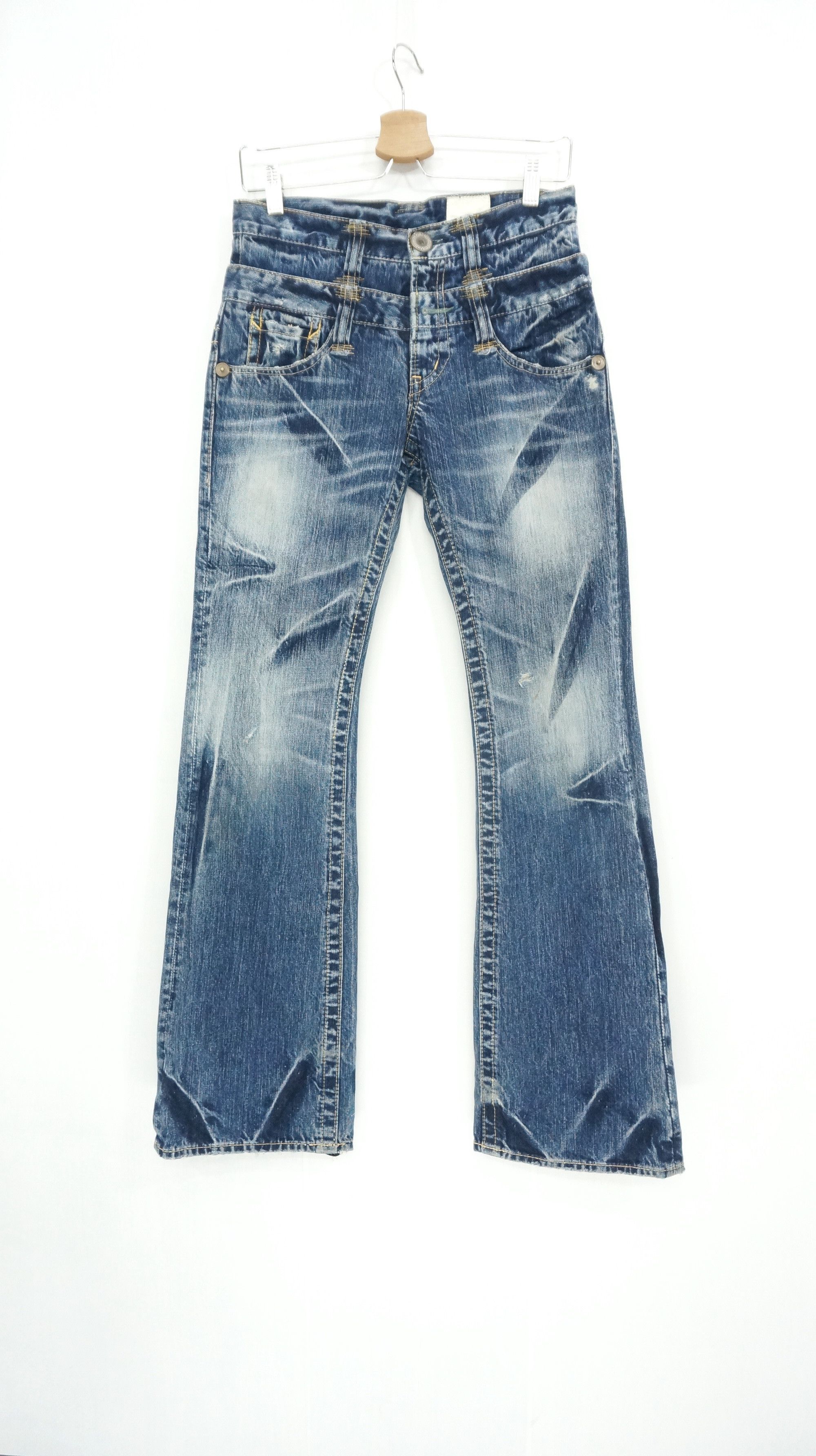 Hysteric Glamour × If Six Was Nine × Le Grande Bleu (L.G.B.) Vintage Flared 🔥🔥 ANTGAUGE Japan Distressed Blue Jeans Size US 29 - 2 Thumbnail