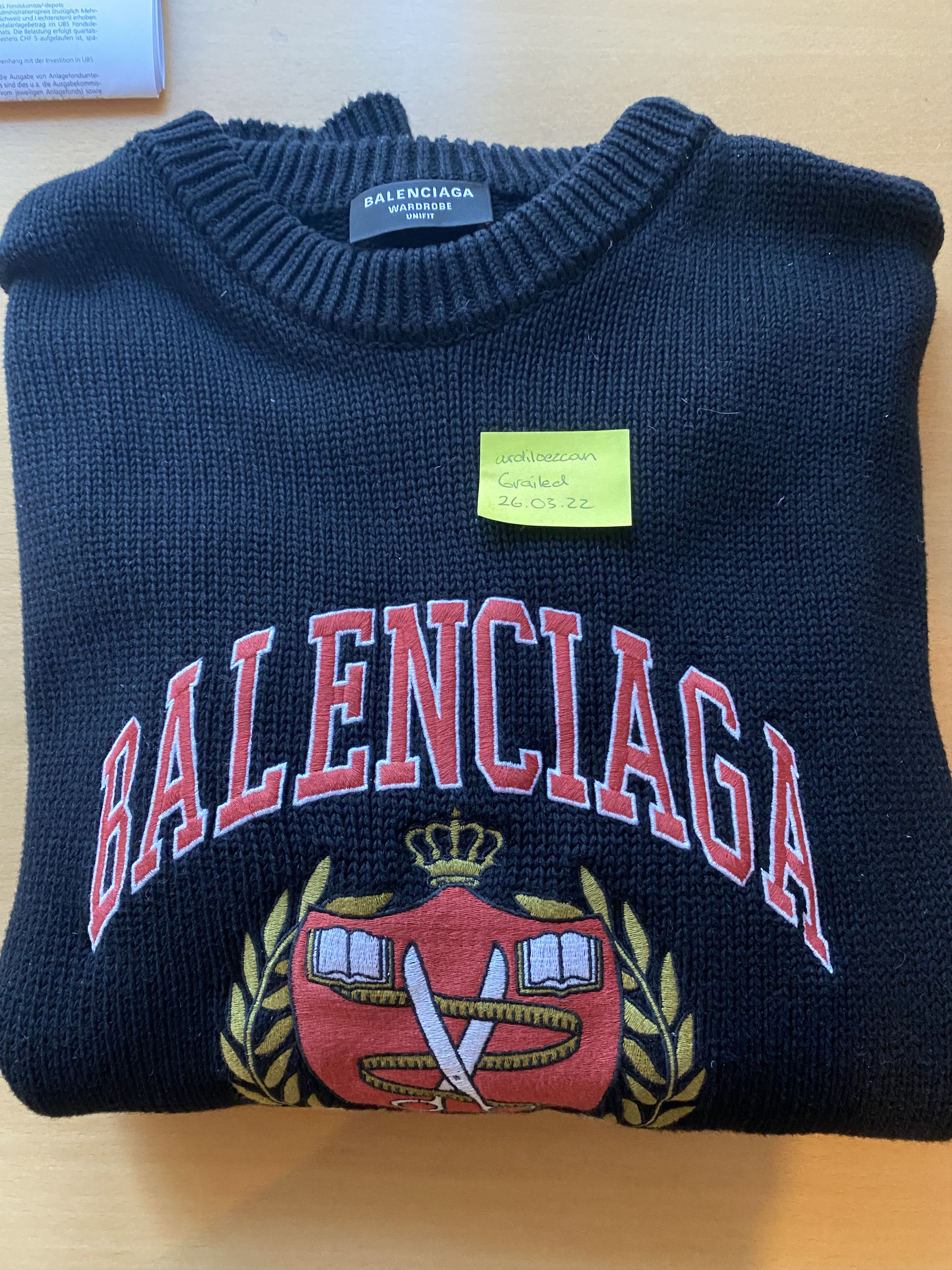 トップス BALENCIAGA COLLEGE LOGO KNIT SWEATER Balenciaga College Sweater in Black | FWRD