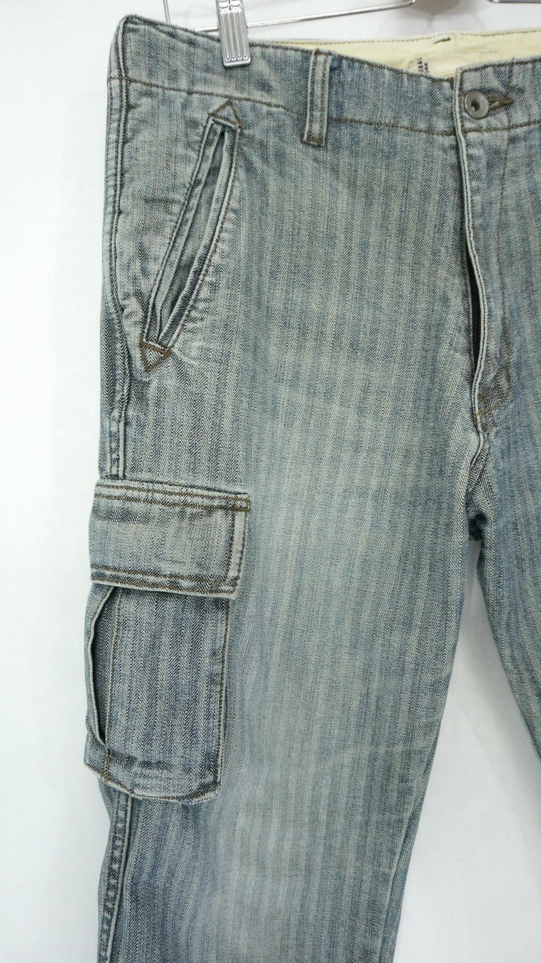 Global Work Vtg 🔥 GLOBAL WORK 🔥 Herringbone Denim Cargo Pants Size US 31 - 4 Thumbnail