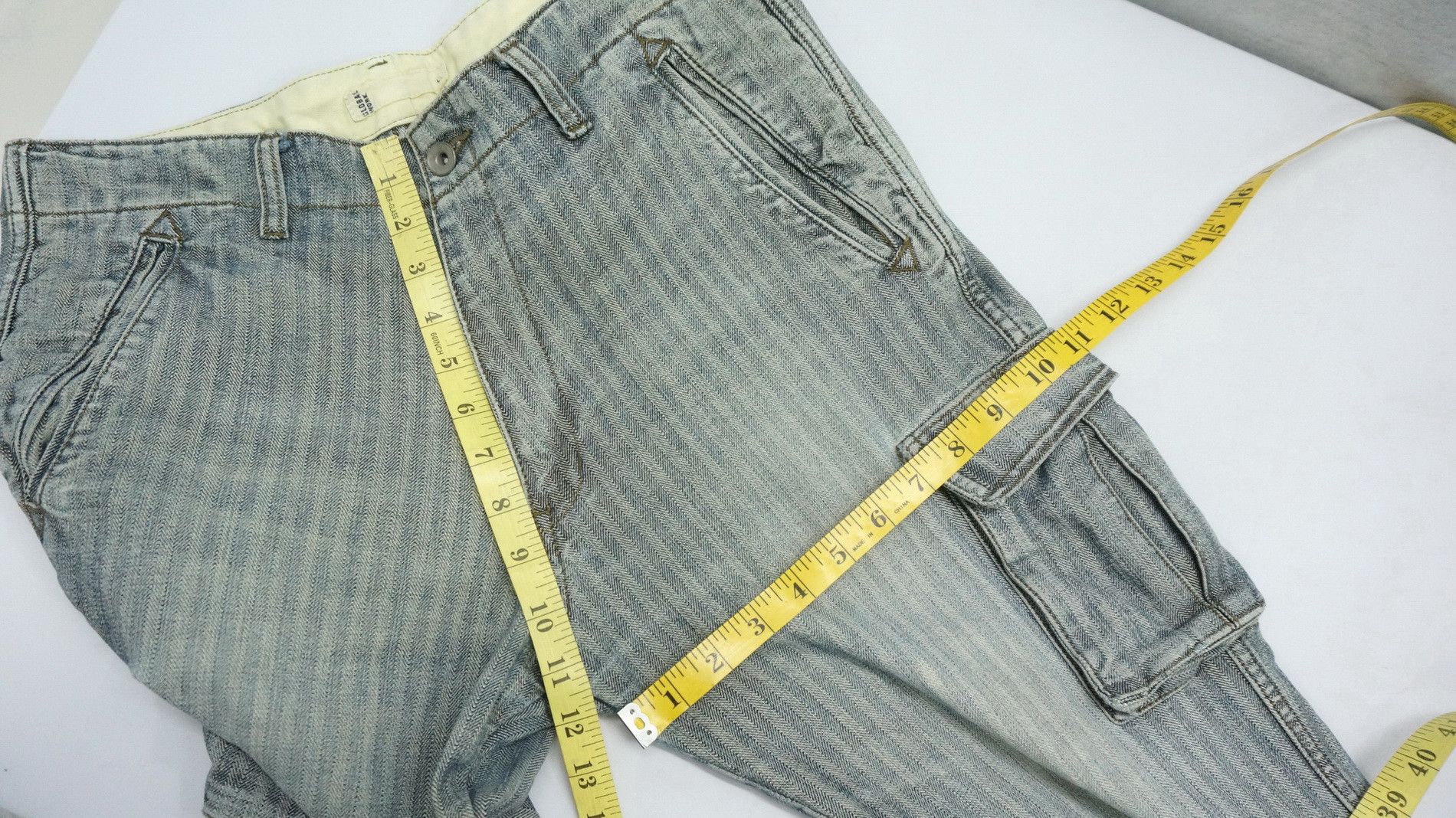 Global Work Vtg 🔥 GLOBAL WORK 🔥 Herringbone Denim Cargo Pants Size US 31 - 13 Thumbnail