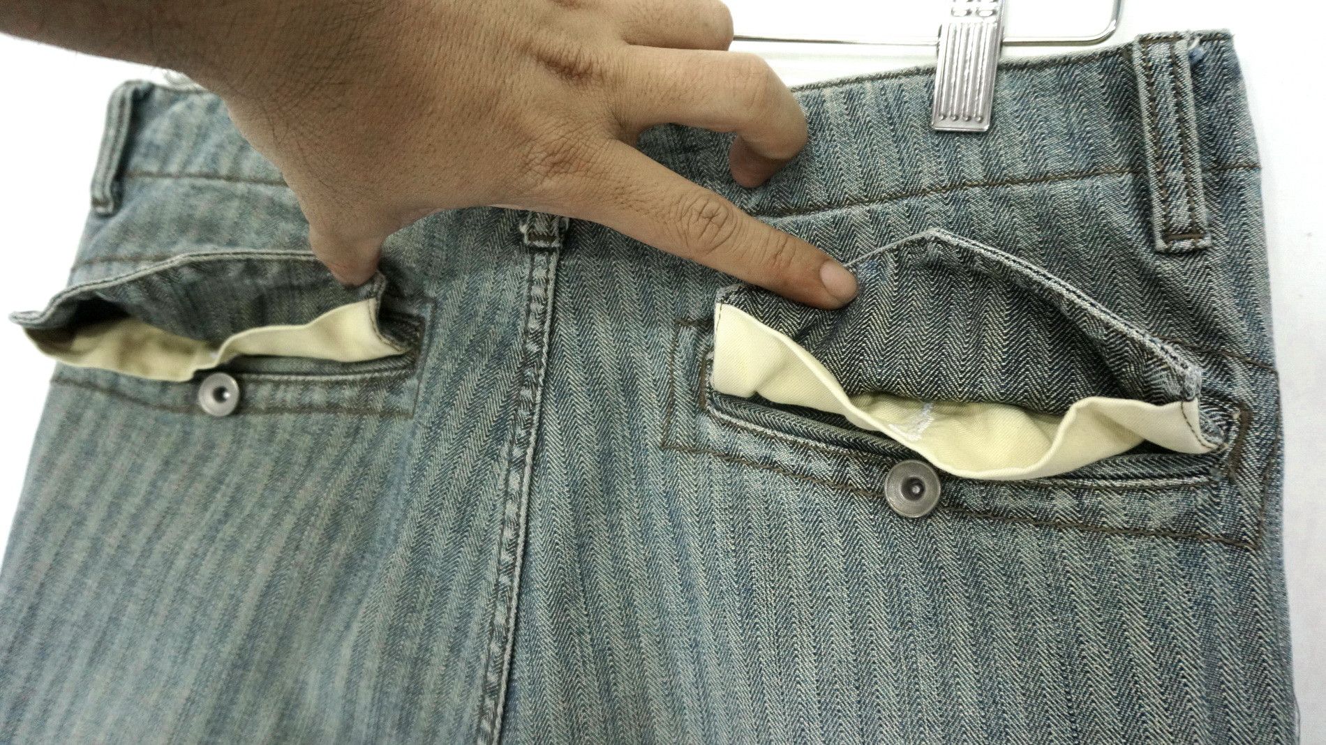Global Work Vtg 🔥 GLOBAL WORK 🔥 Herringbone Denim Cargo Pants Size US 31 - 9 Thumbnail
