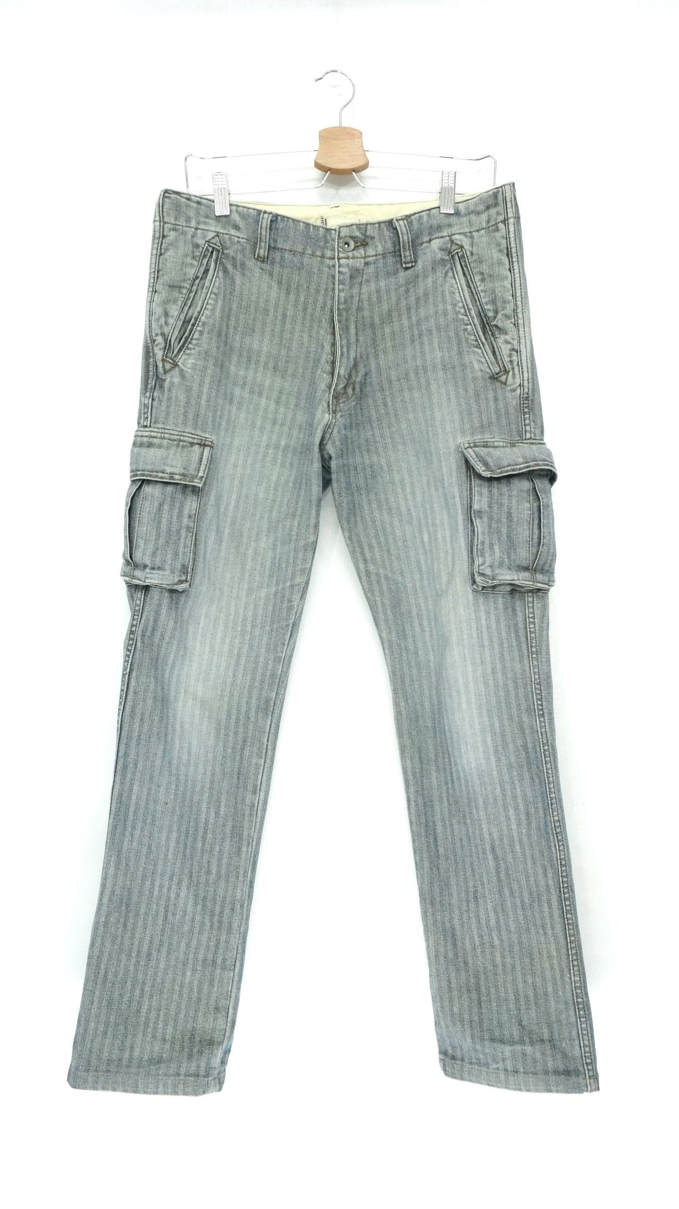 Global Work Vtg 🔥 GLOBAL WORK 🔥 Herringbone Denim Cargo Pants Size US 31 - 2 Thumbnail