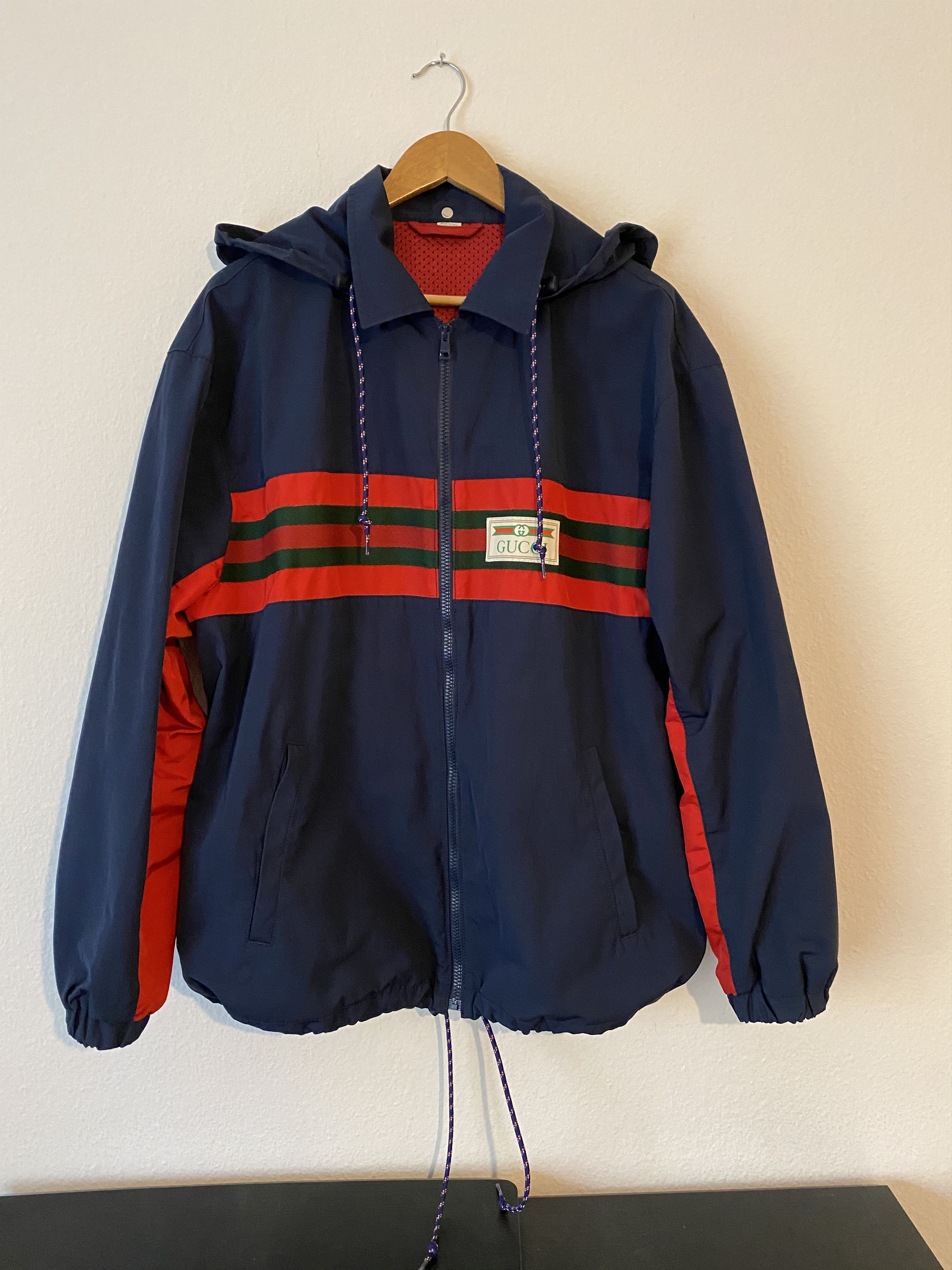 Gucci windbreaker blue on sale