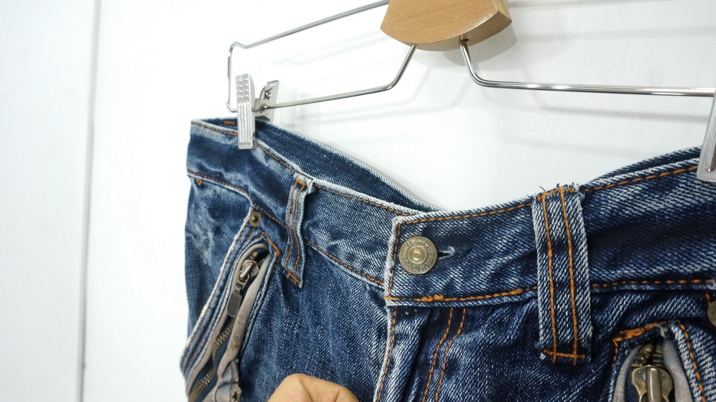 Japanese Brand 🔥Vtg! PPFM Peyton Place For Men Lowrise Jeans Cow Leather Size US 30 / EU 46 - 9 Thumbnail