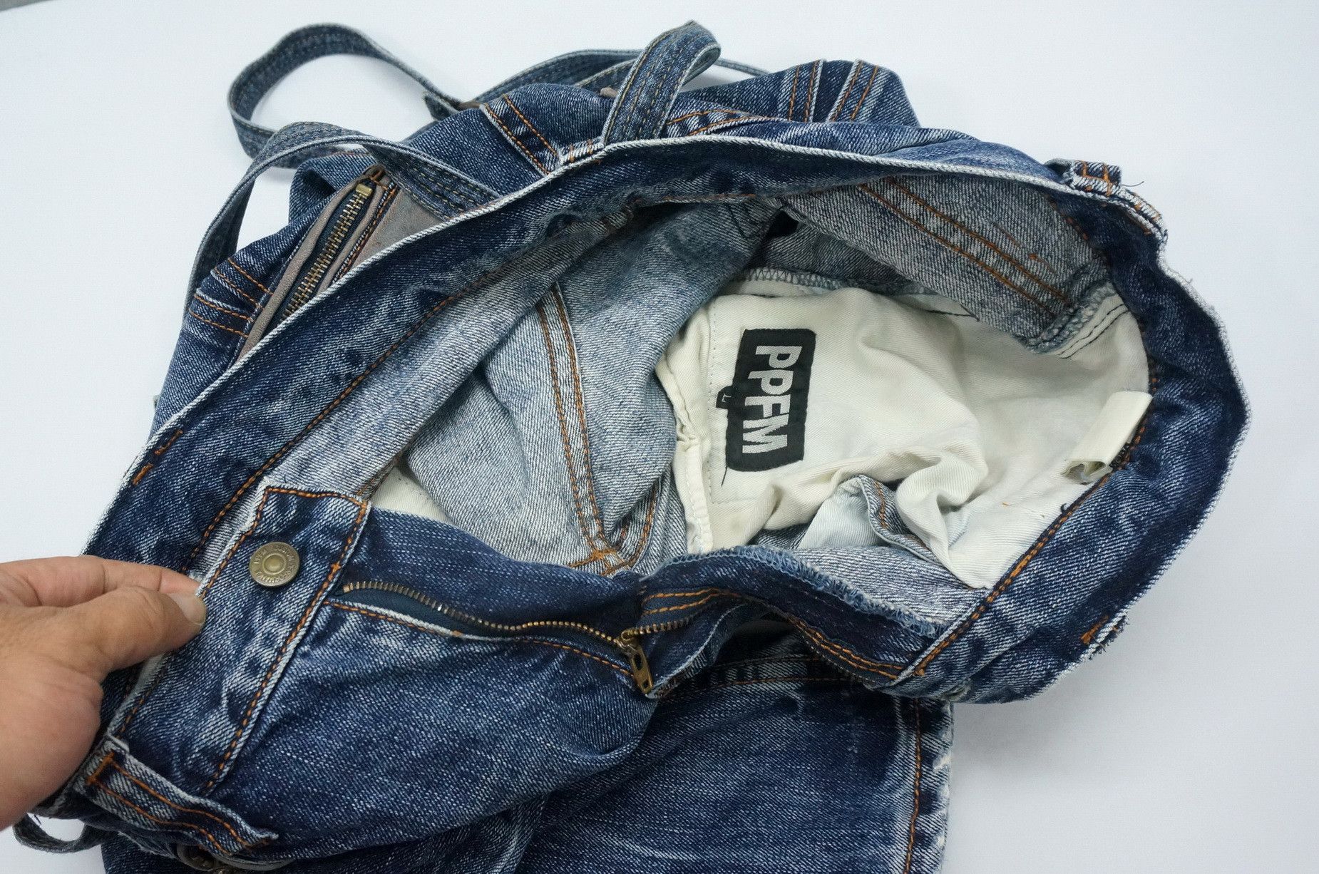 Japanese Brand 🔥Vtg! PPFM Peyton Place For Men Lowrise Jeans Cow Leather Size US 30 / EU 46 - 23 Thumbnail