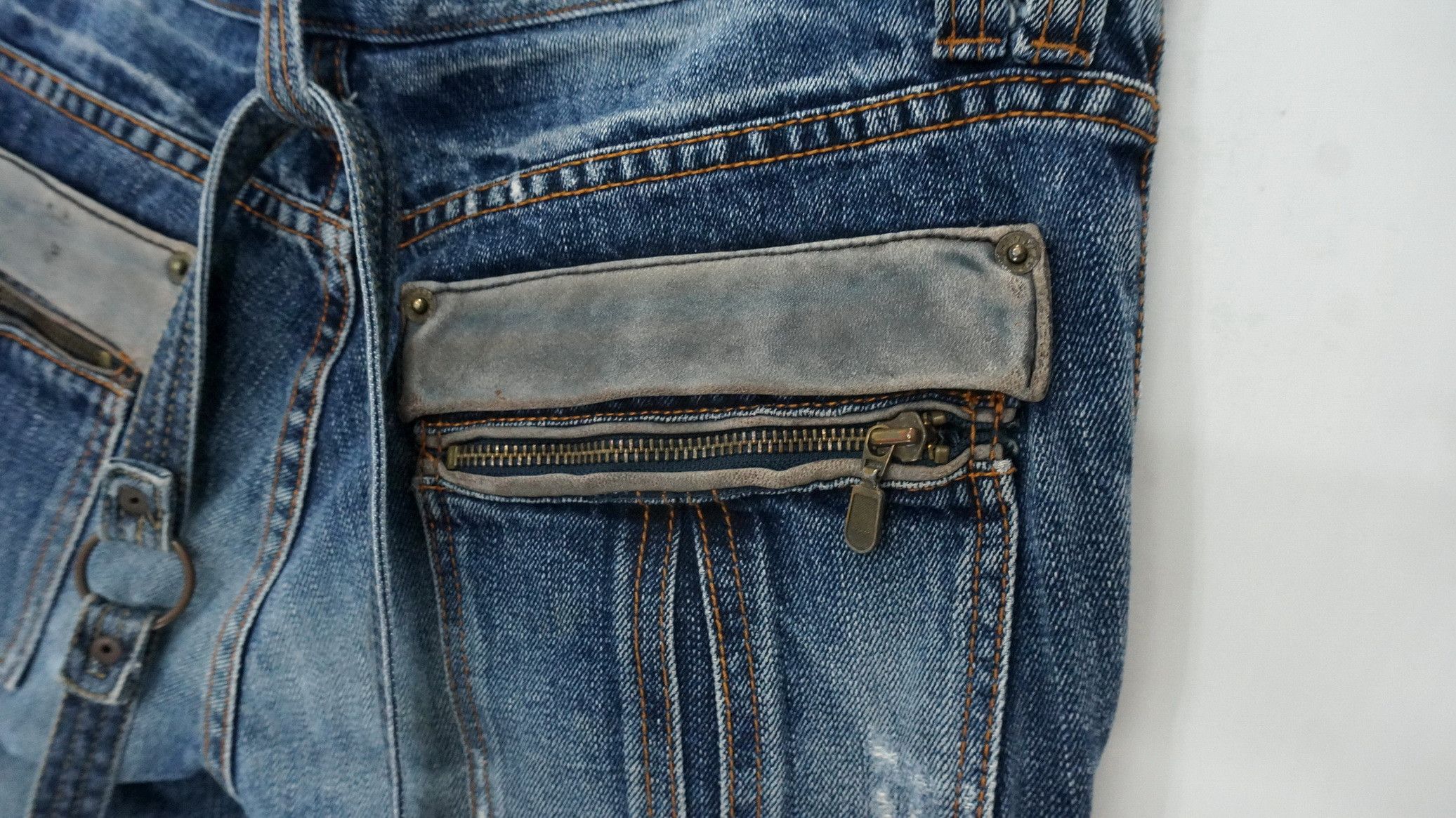 Japanese Brand 🔥Vtg! PPFM Peyton Place For Men Lowrise Jeans Cow Leather Size US 30 / EU 46 - 10 Thumbnail