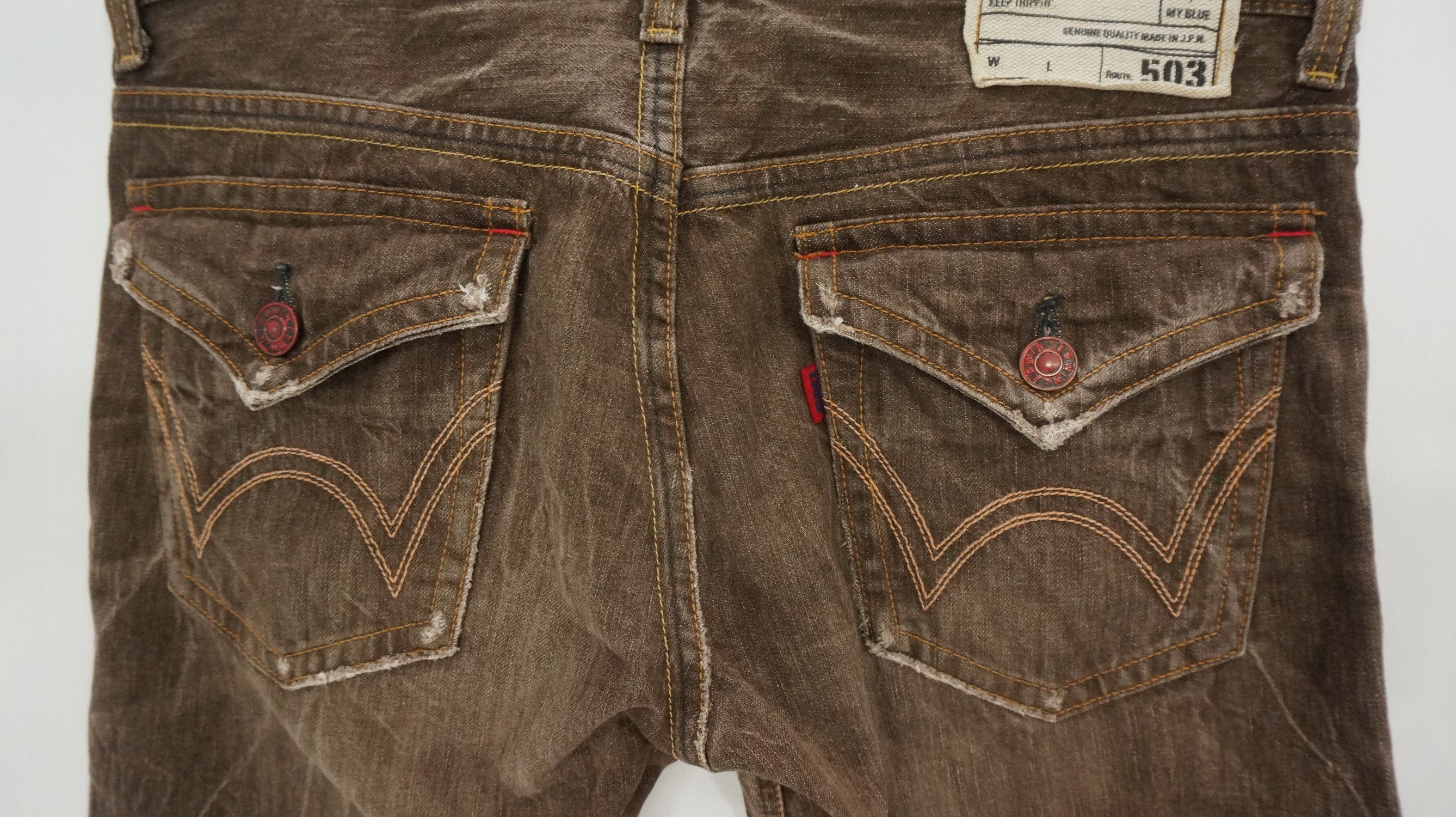 Edwin Flared 🔥 Edwin 503 Blue Trip Vintage Brown Jeans Size US 37 - 11 Thumbnail