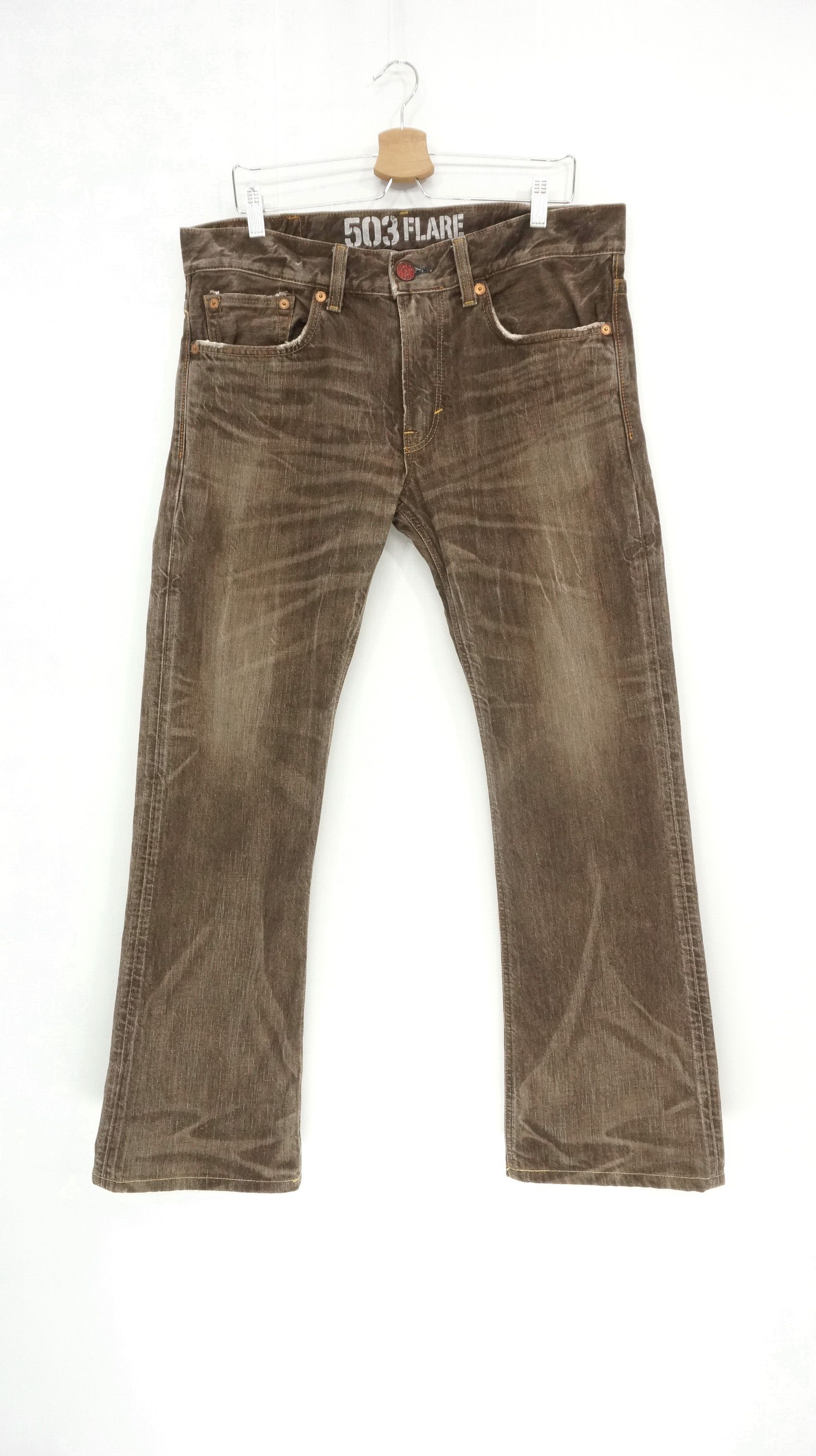 Edwin Flared 🔥 Edwin 503 Blue Trip Vintage Brown Jeans Size US 37 - 2 Thumbnail