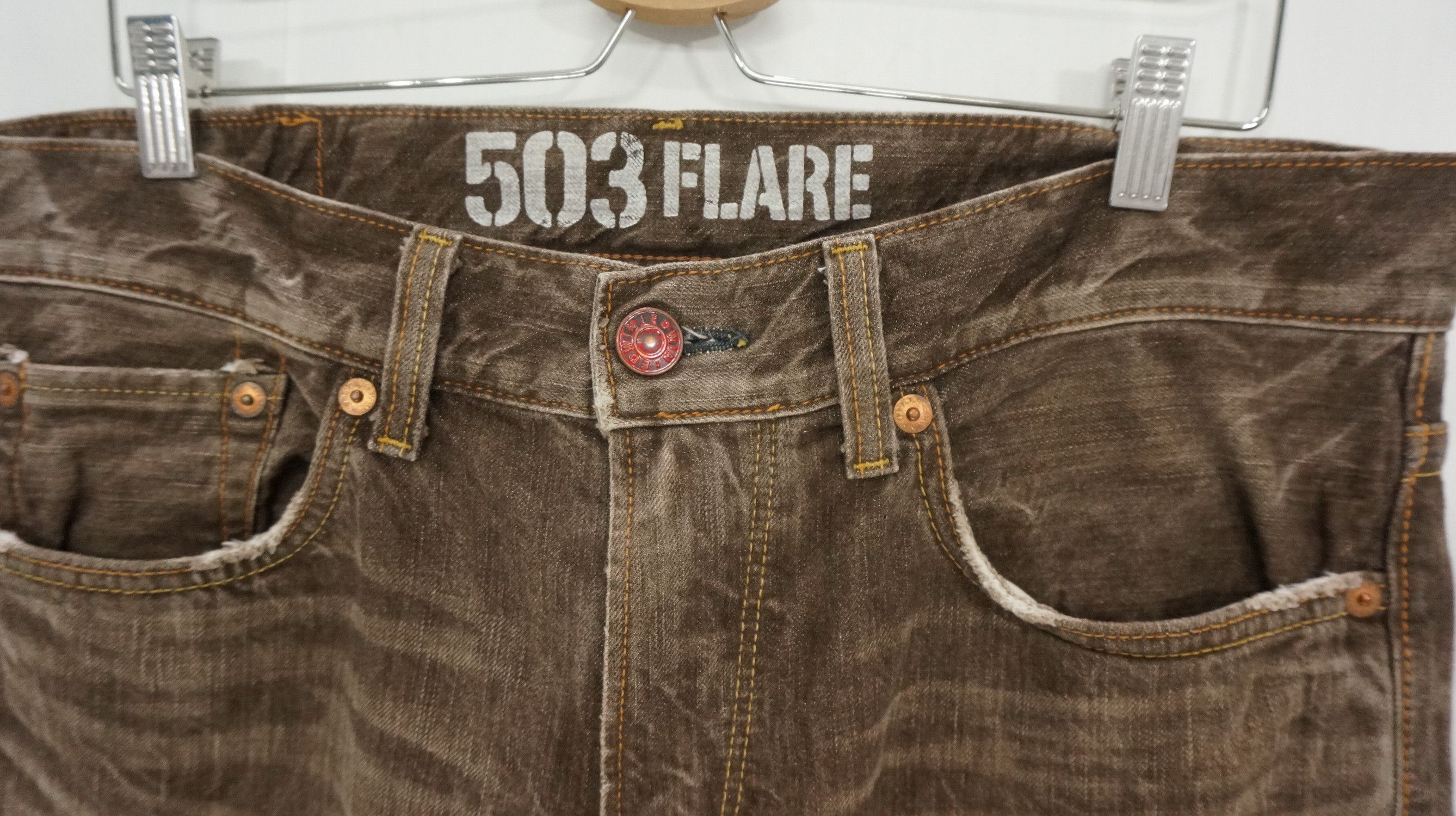 Edwin Flared 🔥 Edwin 503 Blue Trip Vintage Brown Jeans Size US 37 - 5 Thumbnail