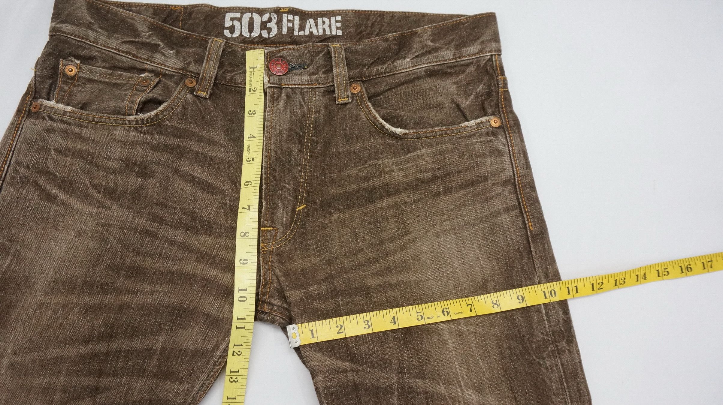Edwin Flared 🔥 Edwin 503 Blue Trip Vintage Brown Jeans Size US 37 - 15 Thumbnail