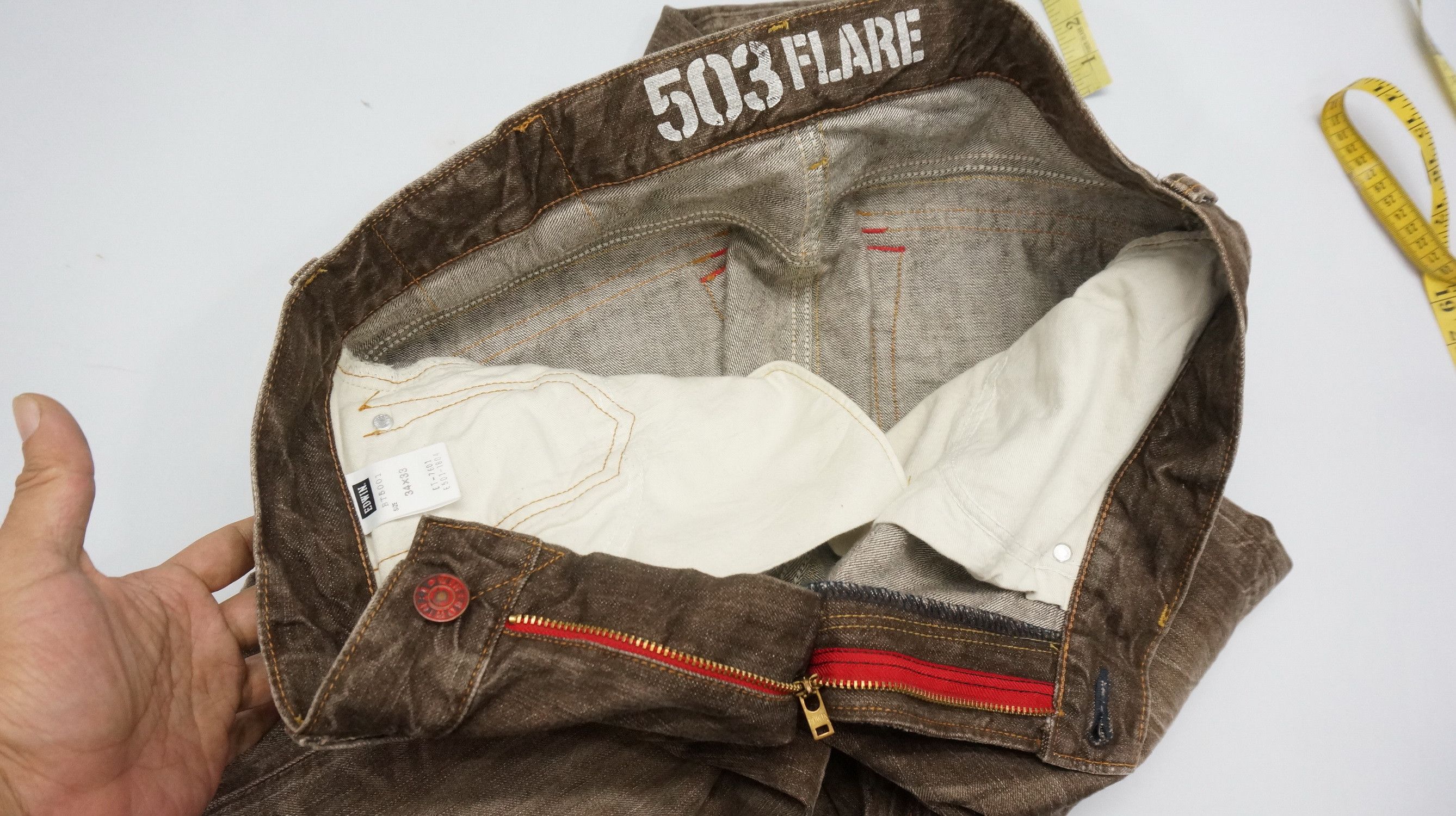 Edwin Flared 🔥 Edwin 503 Blue Trip Vintage Brown Jeans Size US 37 - 19 Thumbnail