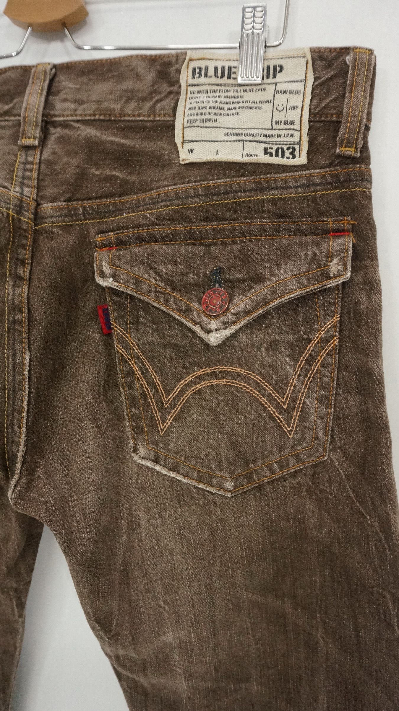 Edwin Flared 🔥 Edwin 503 Blue Trip Vintage Brown Jeans Size US 37 - 10 Thumbnail