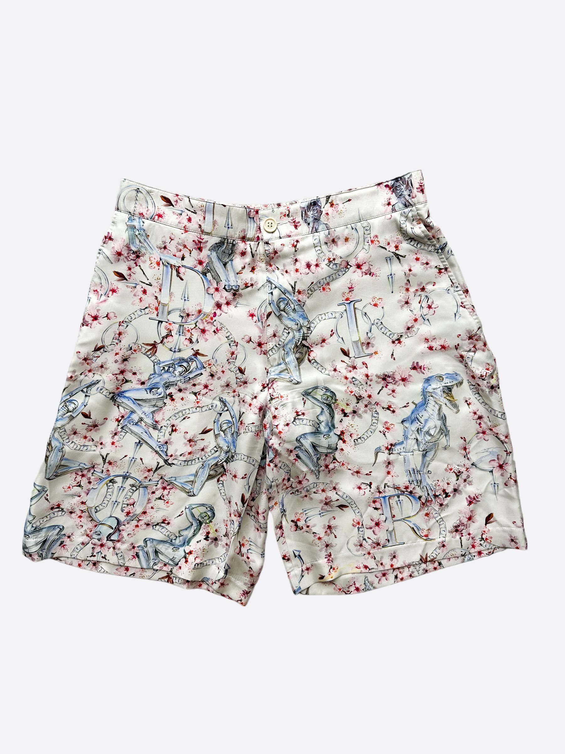Club Sorayama × Dior Dior Sorayama Cherry Blossom Spell Out Silk Shorts Size US 30 / EU 46 - 1 Thumbnail