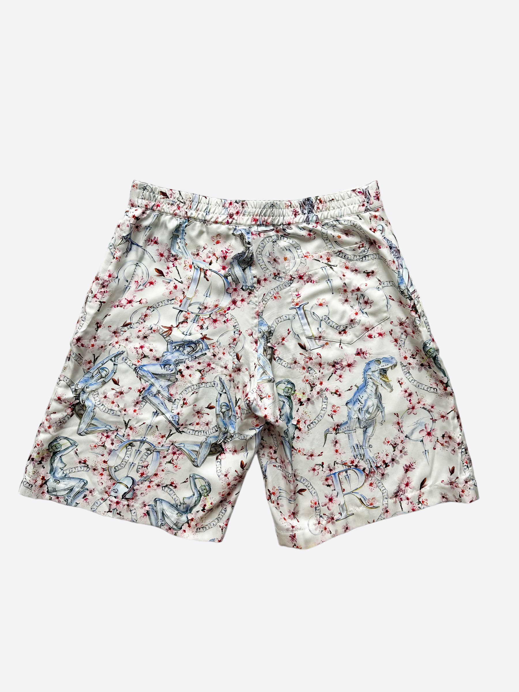 Club Sorayama × Dior Dior Sorayama Cherry Blossom Spell Out Silk Shorts Size US 30 / EU 46 - 2 Thumbnail