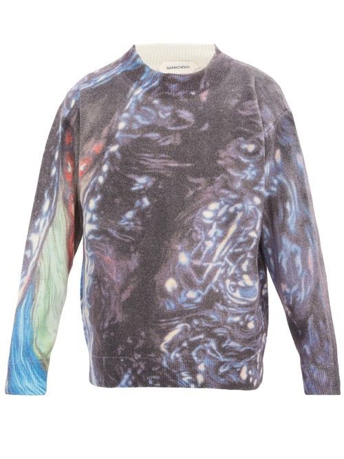 Namacheko AW20 Gladys Abstract-print Wool Sweater Blue Size US S / EU 44-46 / 1 - 1 Thumbnail