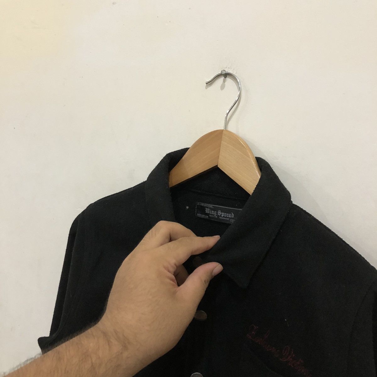 Japanese Brand Wing Spread.co Big Logo Wool Button Jacket Size US M / EU 48-50 / 2 - 7 Thumbnail