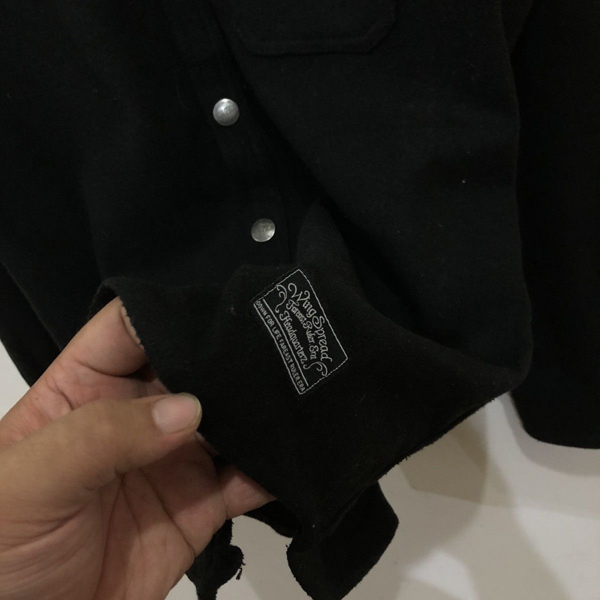 Japanese Brand Wing Spread.co Big Logo Wool Button Jacket Size US M / EU 48-50 / 2 - 5 Thumbnail