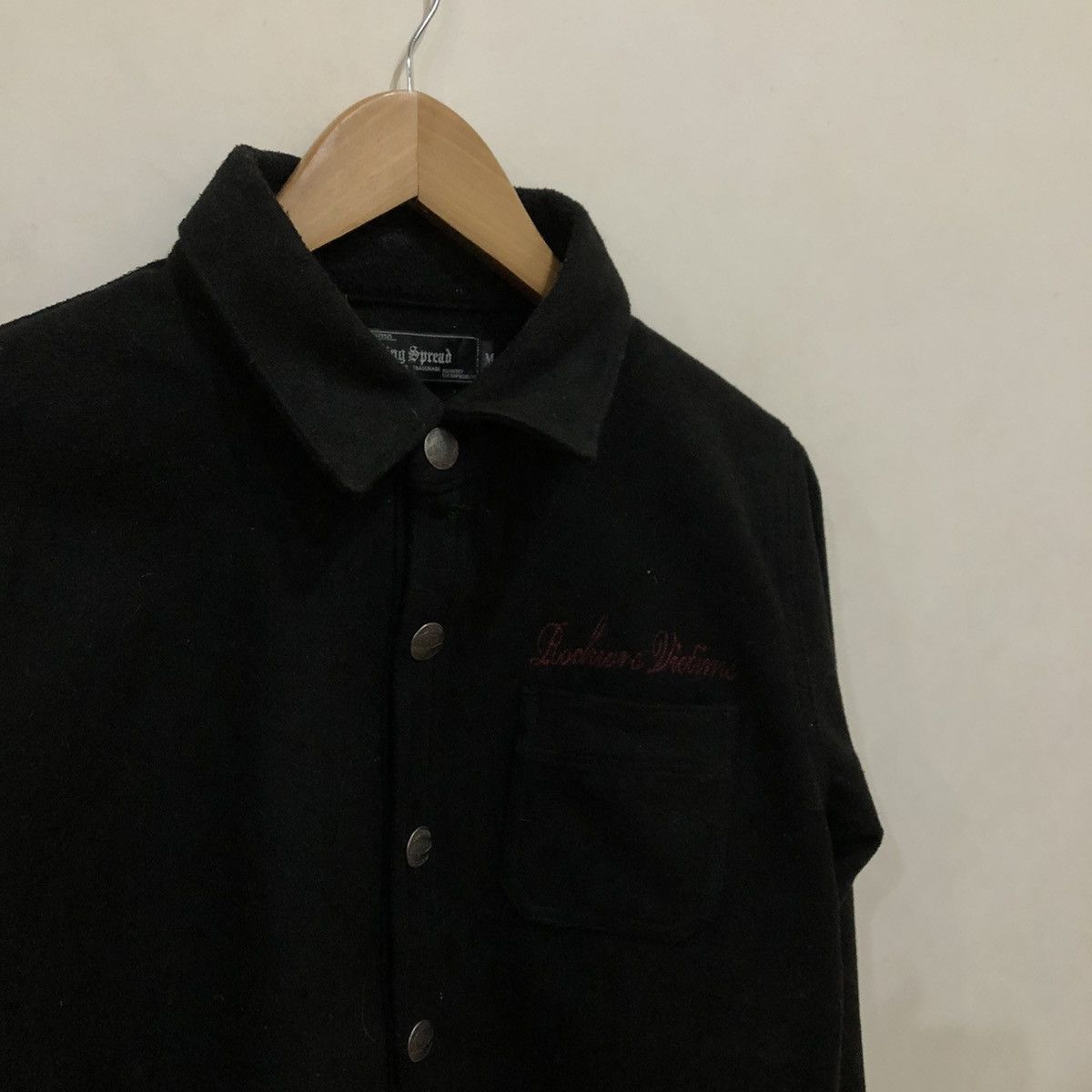 Japanese Brand Wing Spread.co Big Logo Wool Button Jacket Size US M / EU 48-50 / 2 - 3 Thumbnail