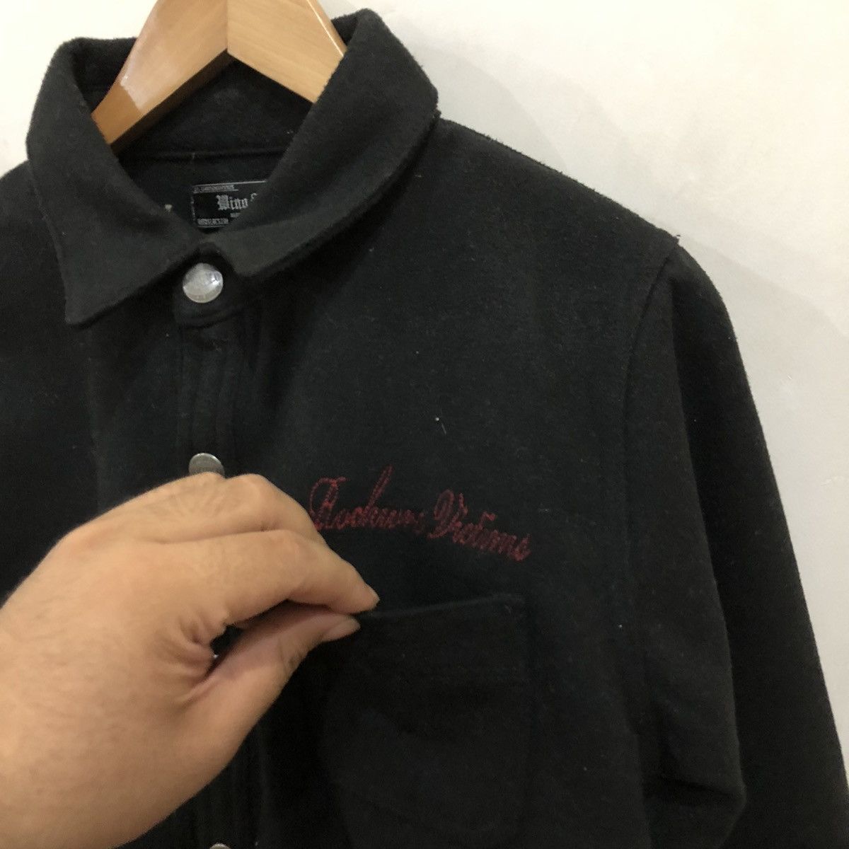 Japanese Brand Wing Spread.co Big Logo Wool Button Jacket Size US M / EU 48-50 / 2 - 4 Thumbnail