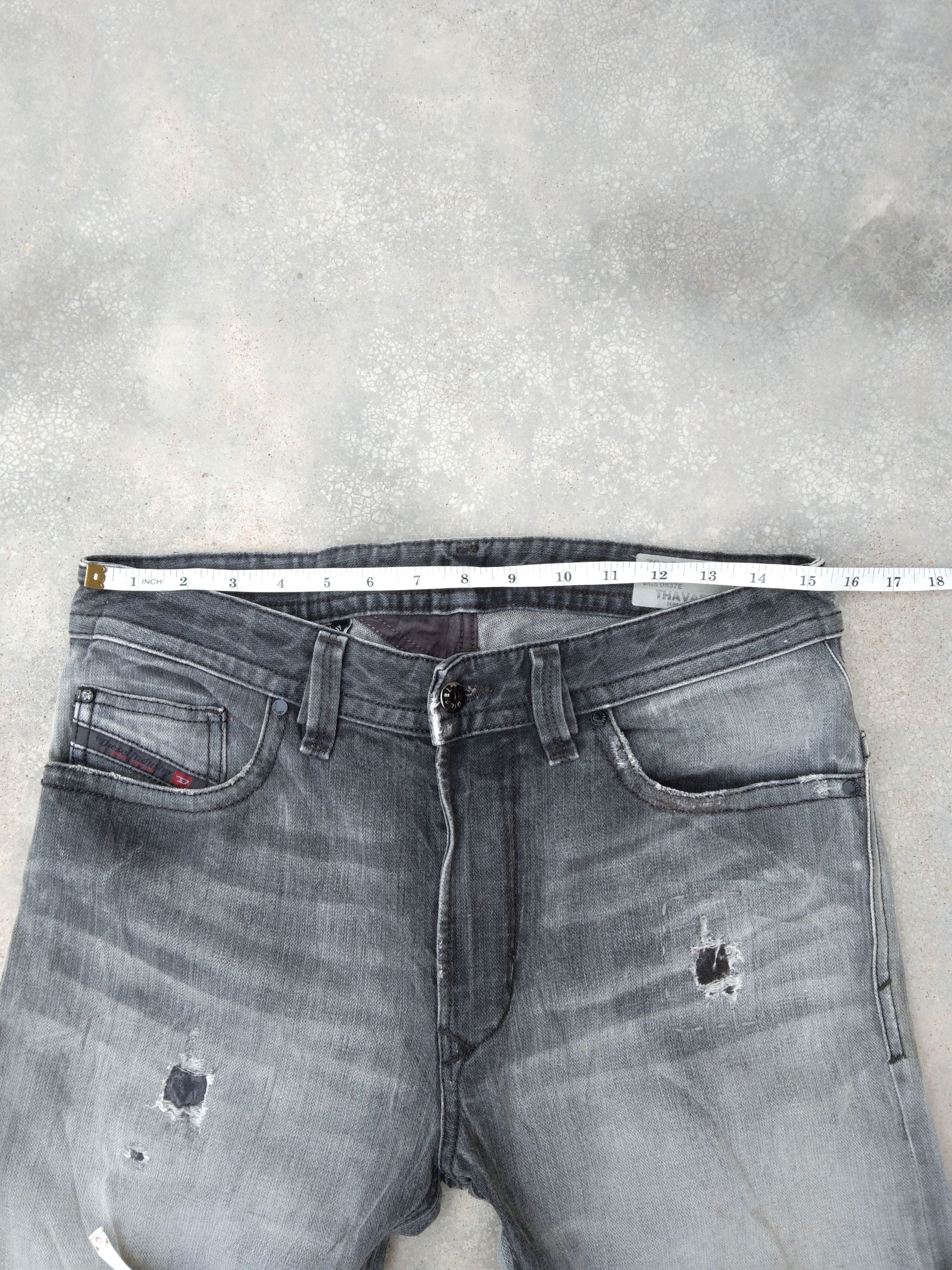 Diesel Vintage Distressed Diesel 'THAVAR' Grey Jeans 30x27 Size US 30 / EU 46 - 9 Thumbnail