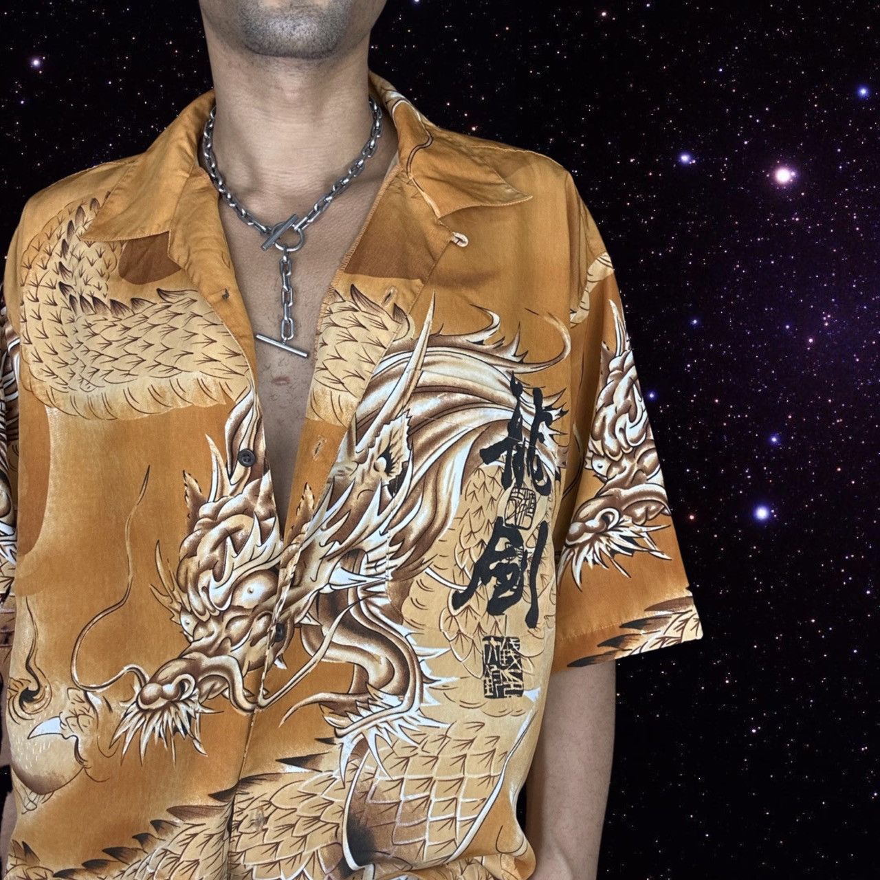 Vintage VINTAGE Y2K DRAGON ORANGE BUTTON UP SHIRT _ 2XL Size US XXL / EU 58 / 5 - 2 Thumbnail