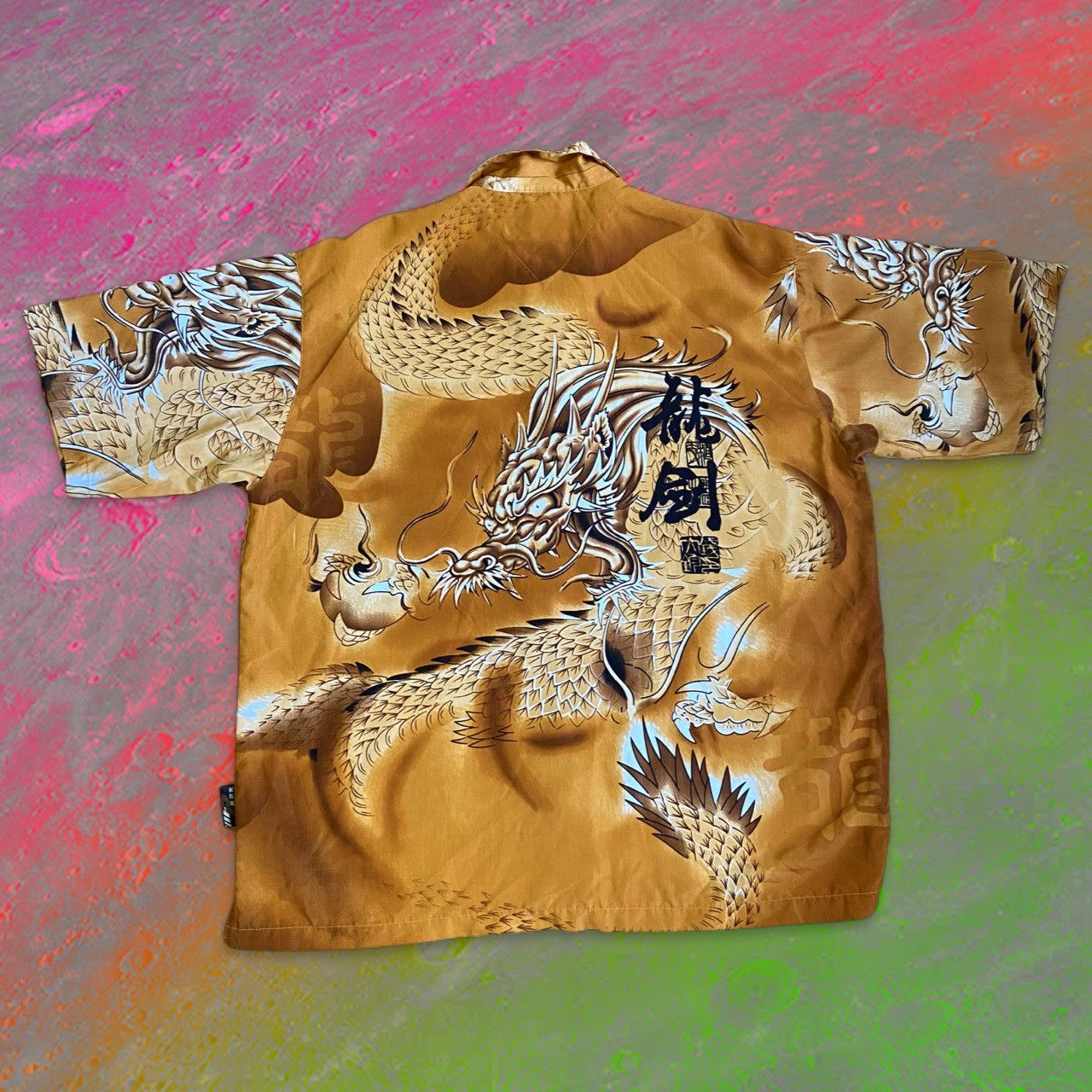 Vintage VINTAGE Y2K DRAGON ORANGE BUTTON UP SHIRT _ 2XL Size US XXL / EU 58 / 5 - 7 Thumbnail